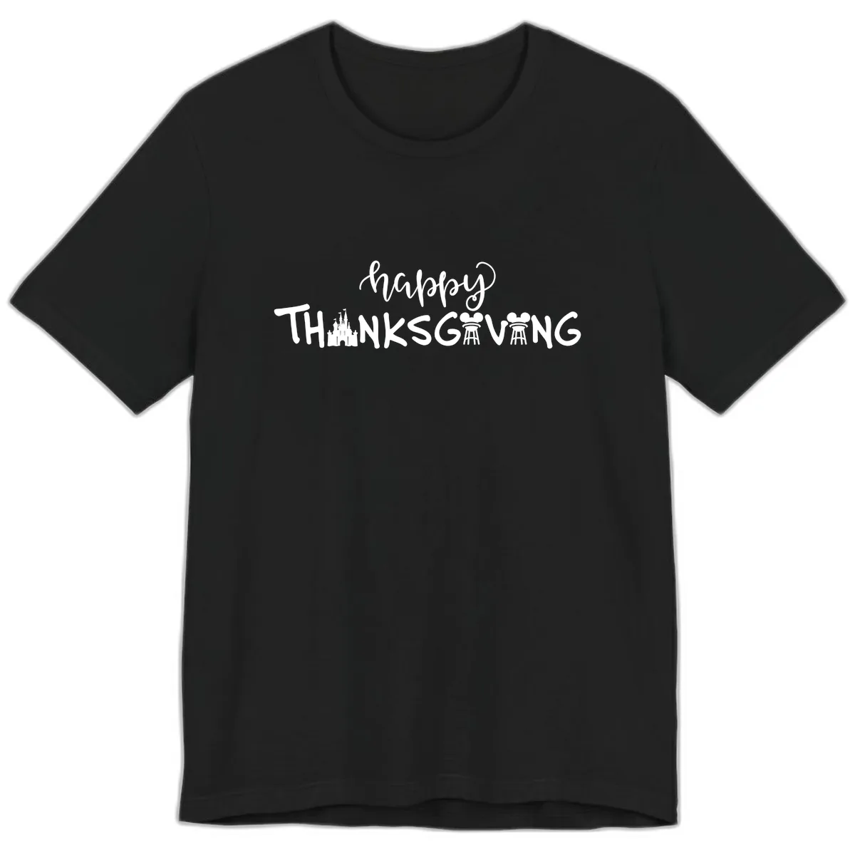 Happy Thanksgiving Castle And Castle Text Premium T-Shirt in Black
