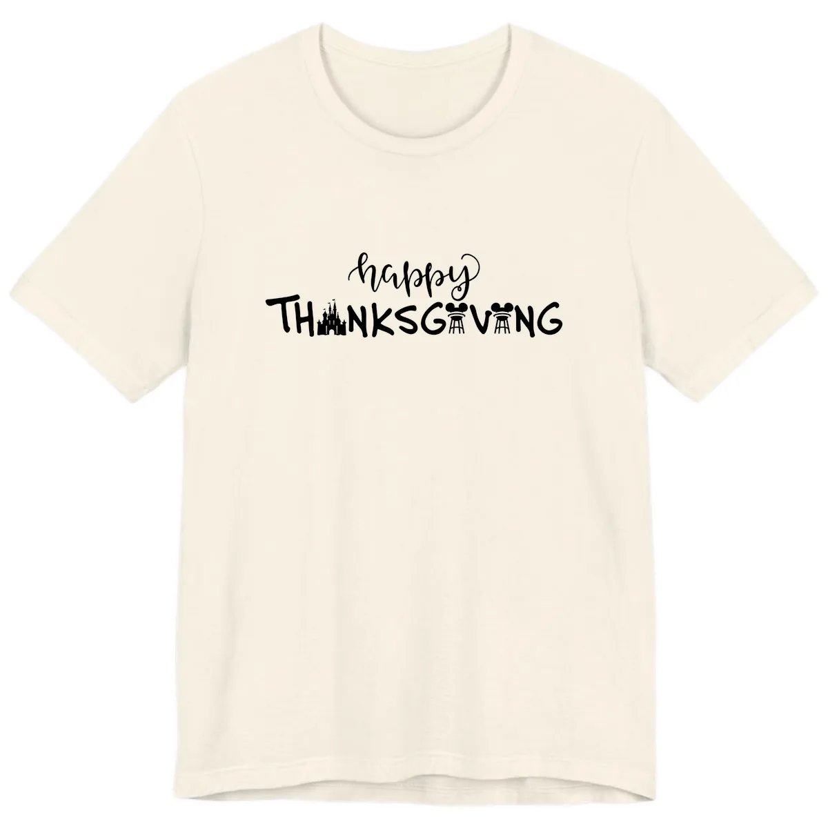 Happy Thanksgiving Castle And Castle Text Premium T-Shirt in Natural