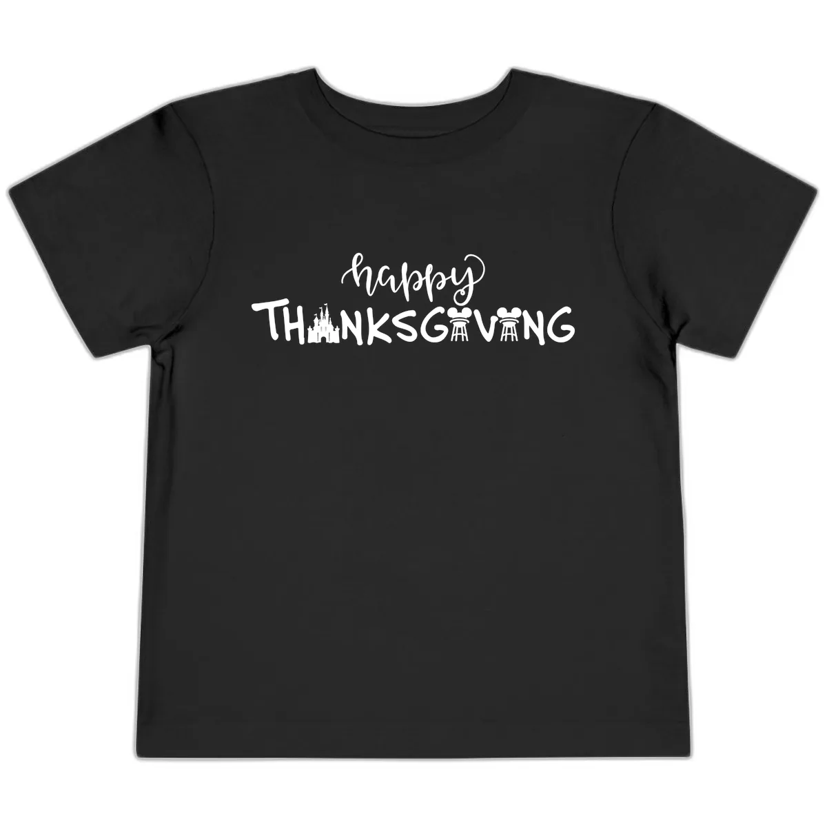 Happy Thanksgiving Castle And Castle Text Toddler T-Shirt in Black