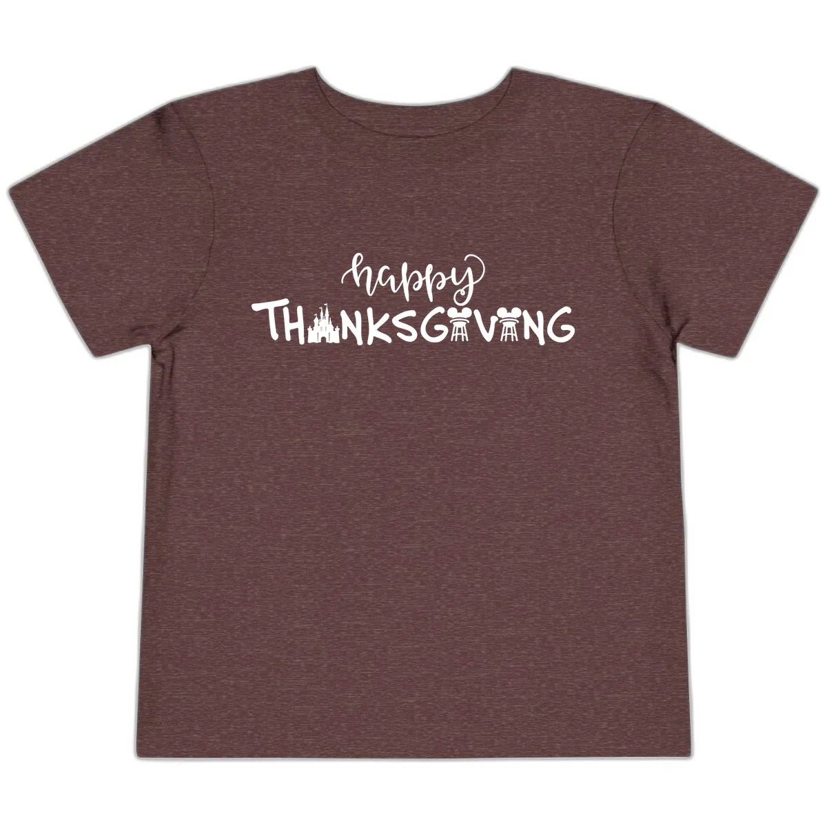 Happy Thanksgiving Castle And Castle Text Toddler T-Shirt in Heather Maroon