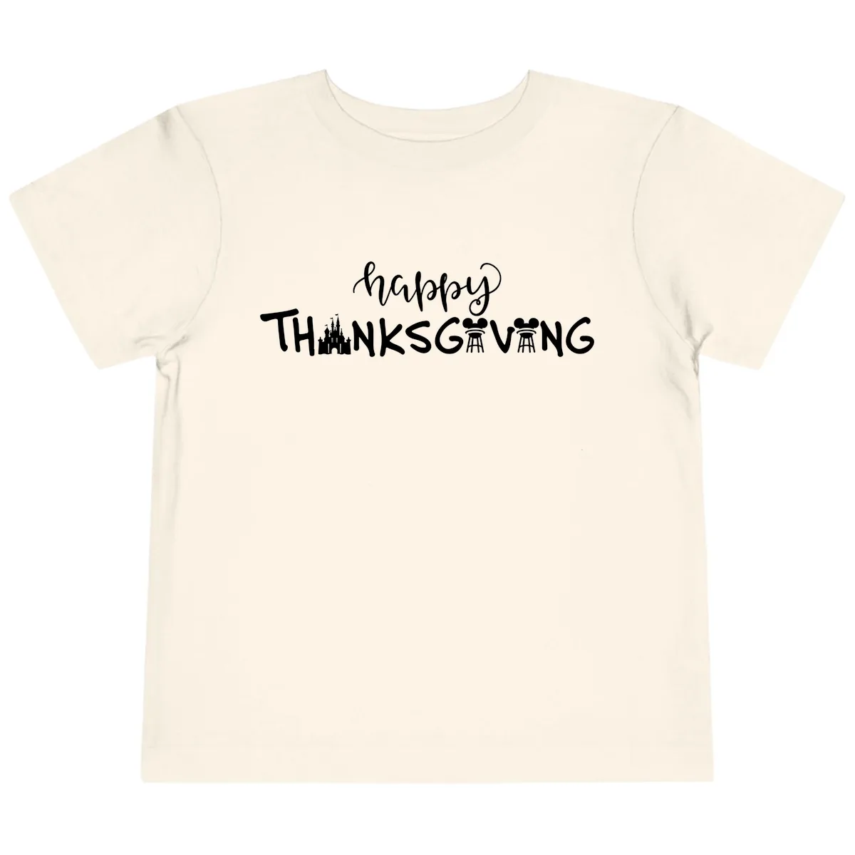 Happy Thanksgiving Castle And Castle Text Toddler T-Shirt in Natural