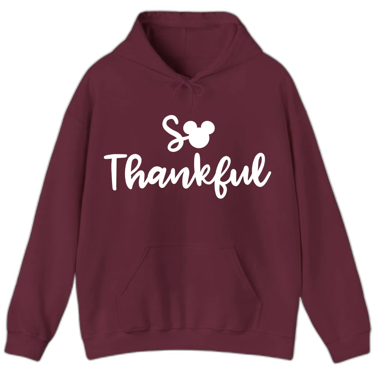 So Thankful Mickey Inspired Design Hoodie in Maroon