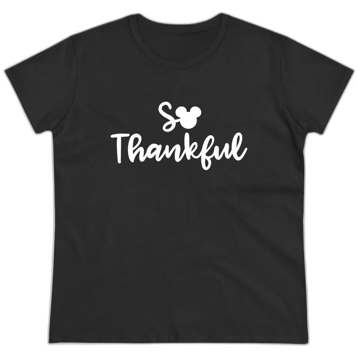 So Thankful Mickey Inspired Design Ladies Tee in Black
