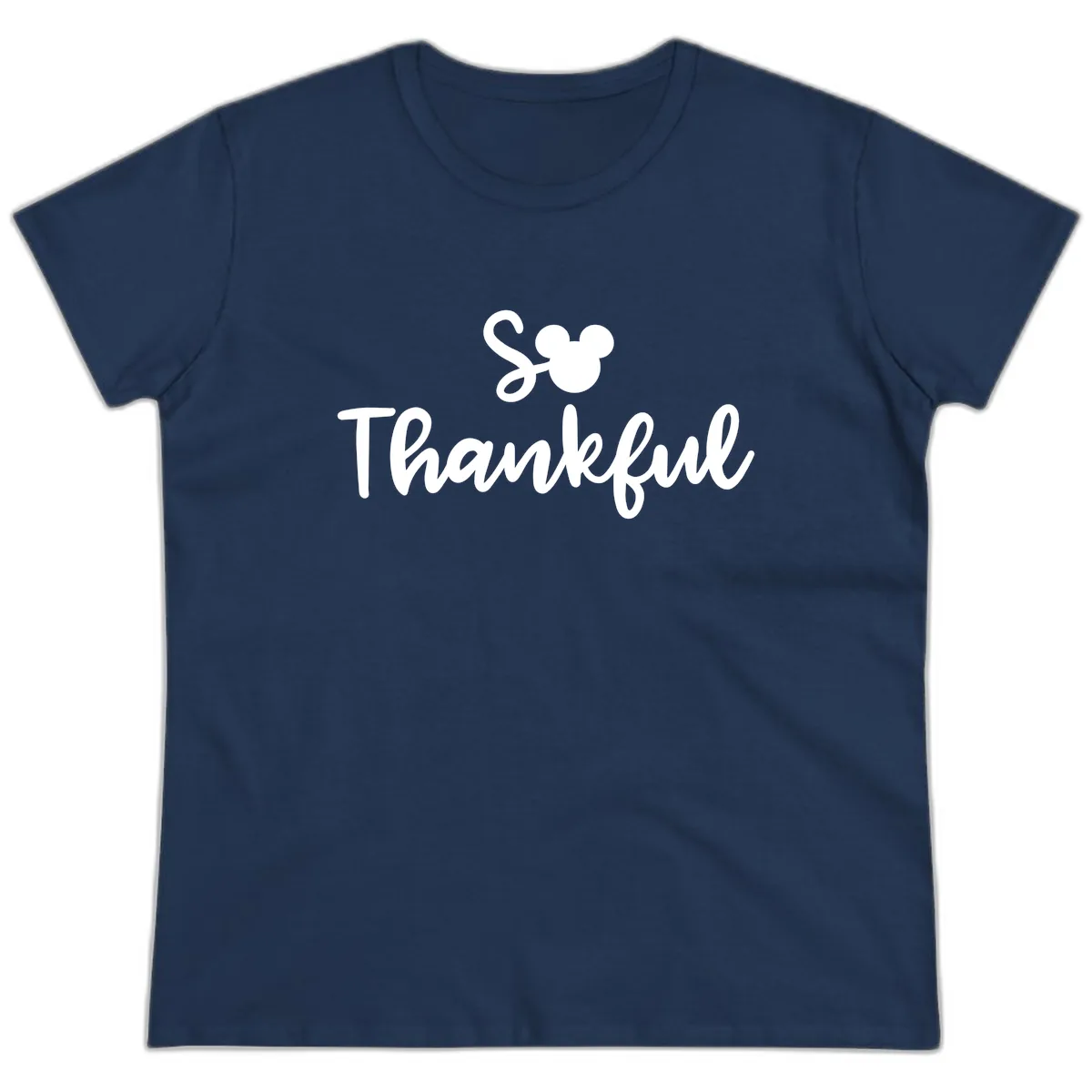 So Thankful Mickey Inspired Design Ladies Tee in Navy