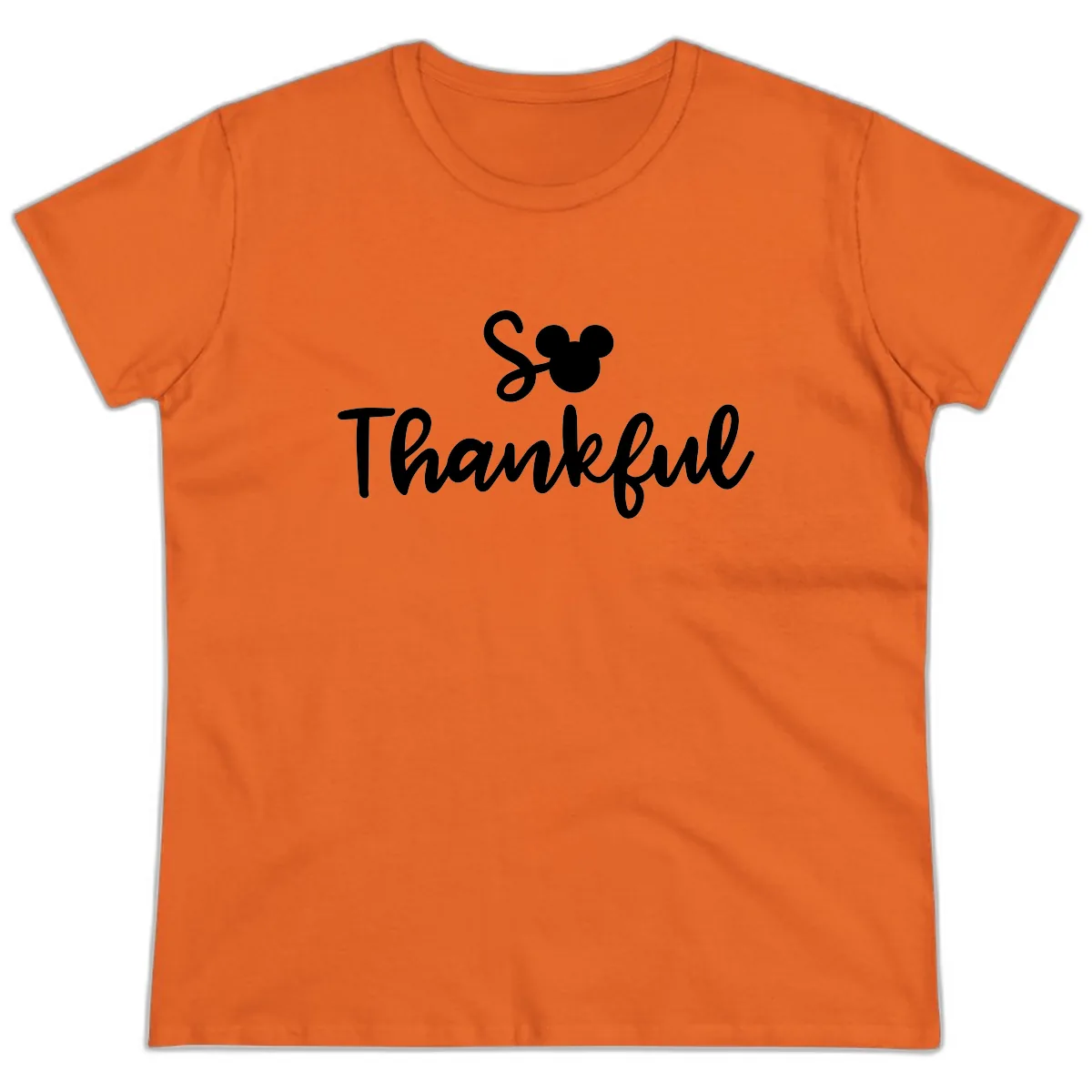 So Thankful Mickey Inspired Design Ladies Tee in Orange