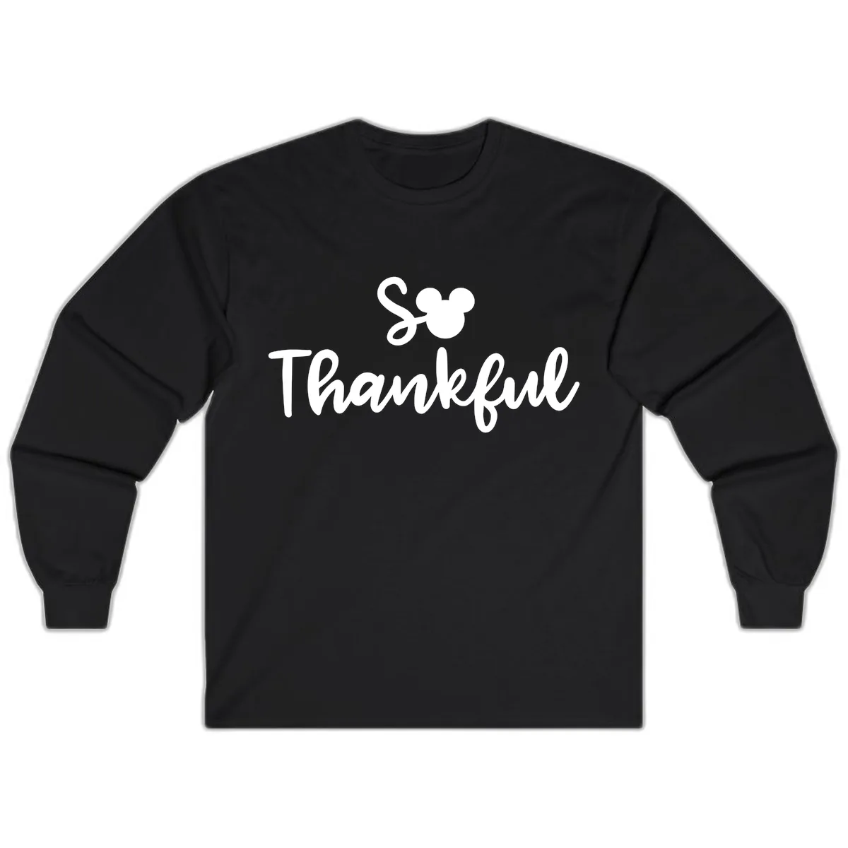 So Thankful Mickey Inspired Design Long Sleeve in Black