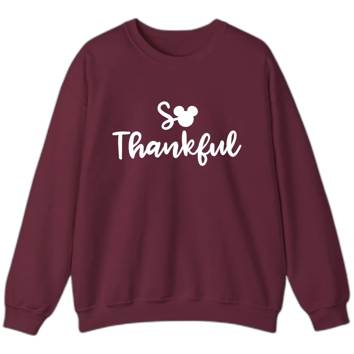 So Thankful Mickey Inspired Design Sweatshirt in Maroon