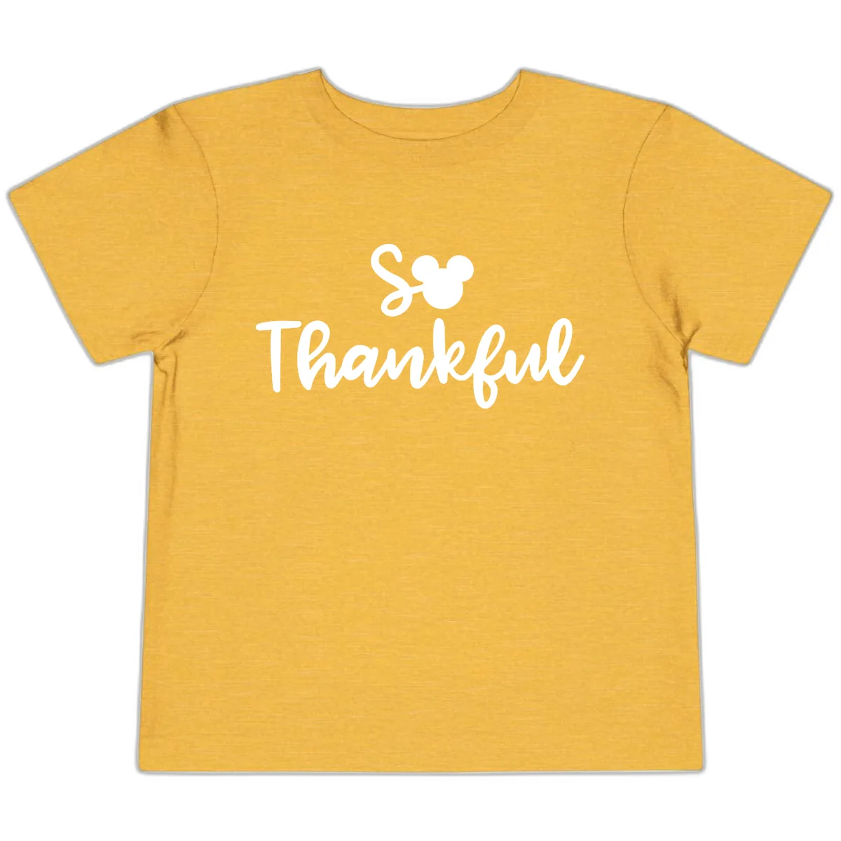 So Thankful Mickey Inspired Design Toddler T-Shirt in Heather Yellow Gold