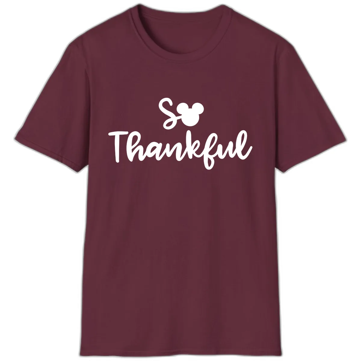 So Thankful Mickey Inspired Design T-Shirt in Maroon