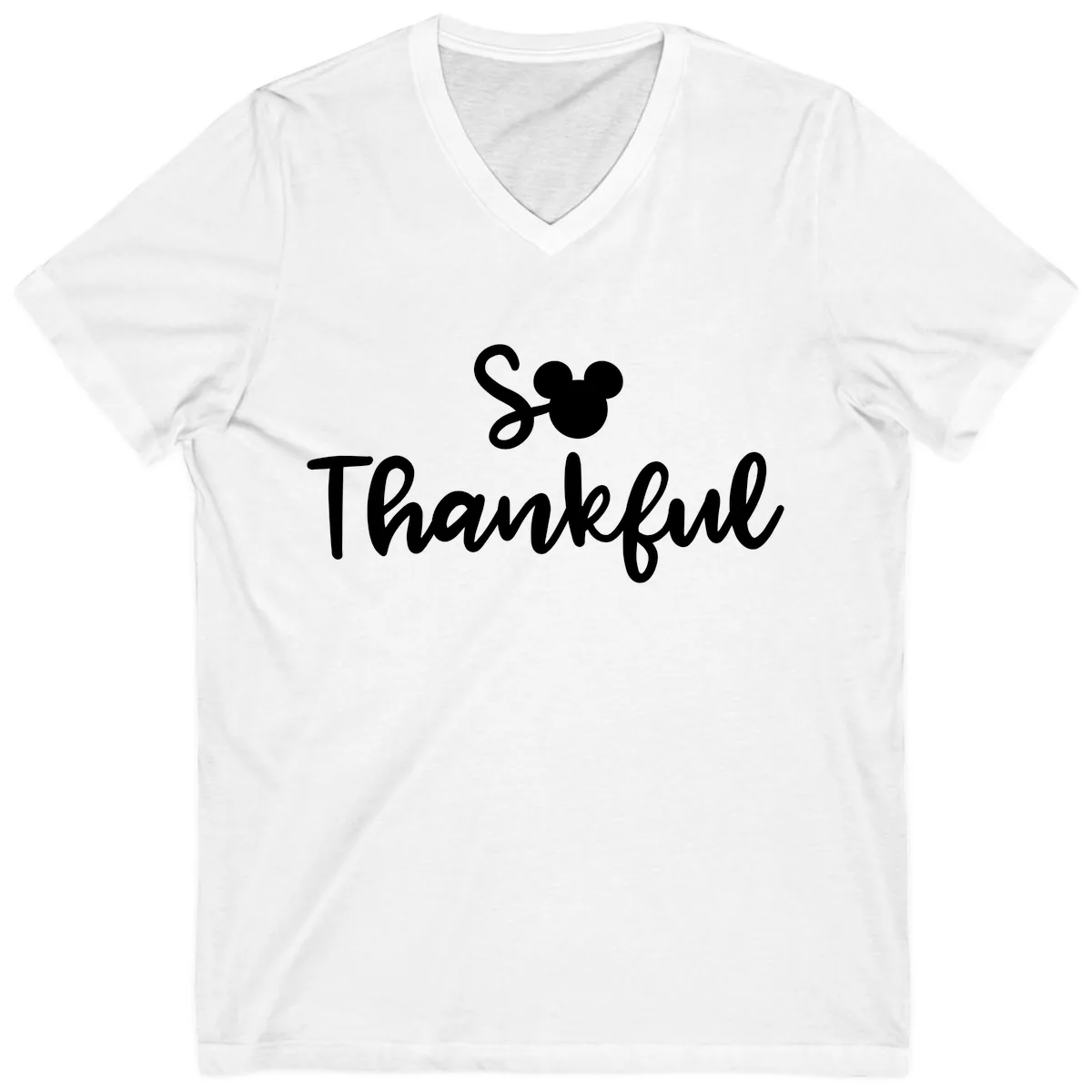 So Thankful Mickey Inspired Design V-Neck in White