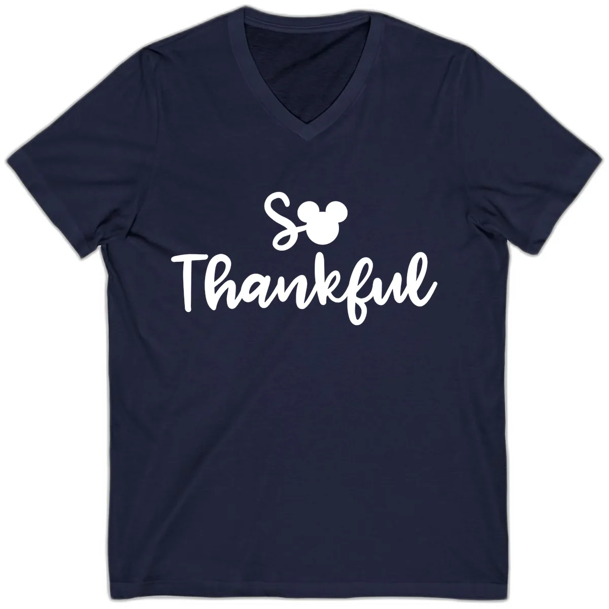 So Thankful Mickey Inspired Design V-Neck in Navy