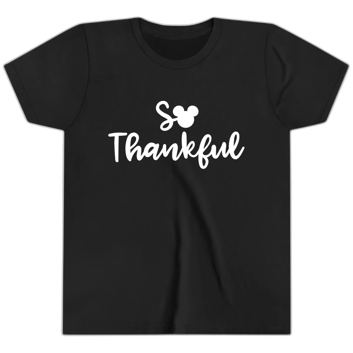 So Thankful Mickey Inspired Design Youth T-Shirt in Black