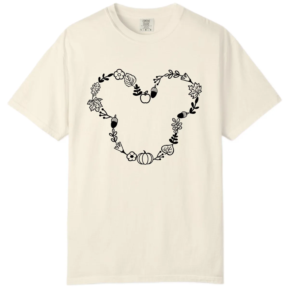 Heart Shaped Autumn Wreath Design Comfort Color in Ivory