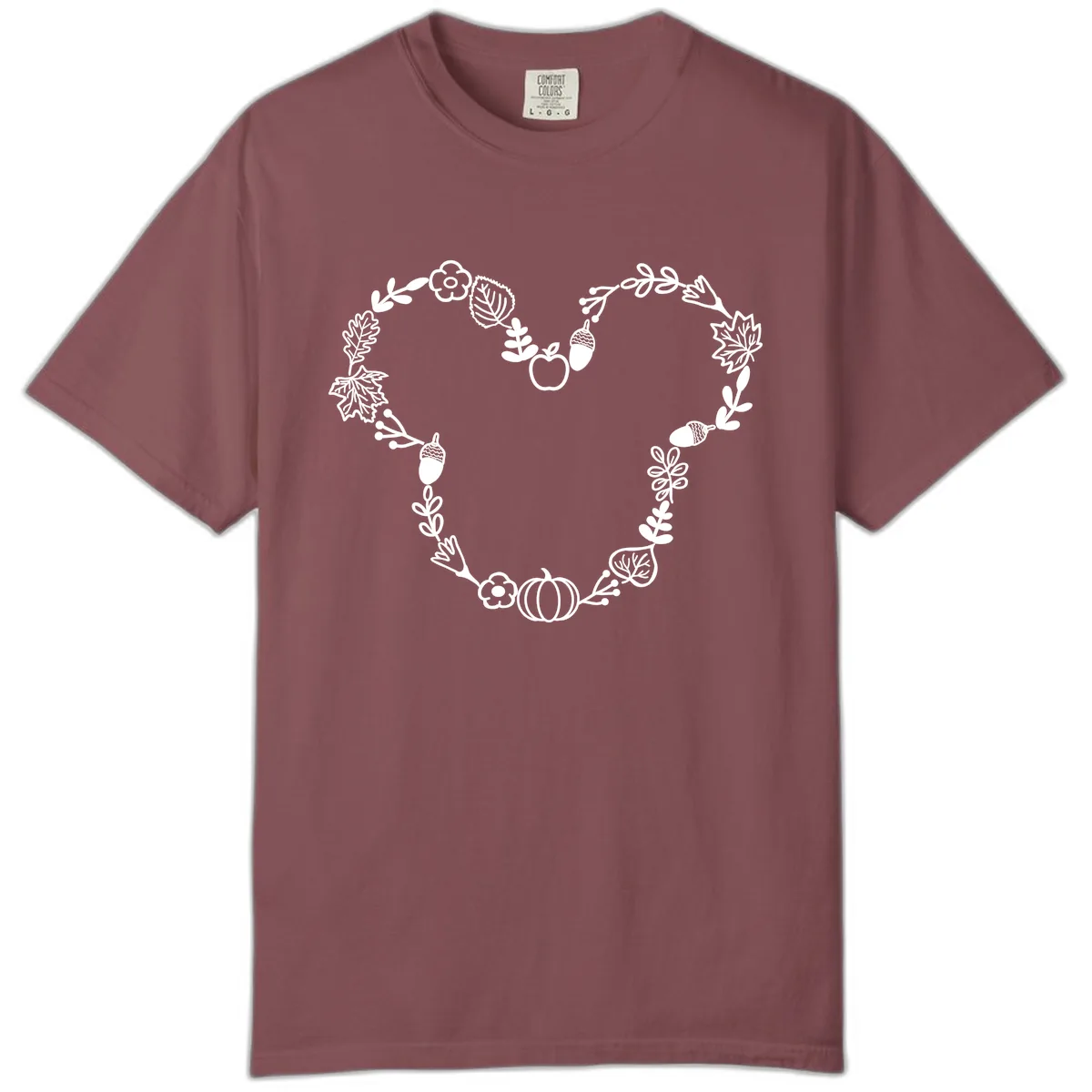 Heart Shaped Autumn Wreath Design Comfort Color in Brick