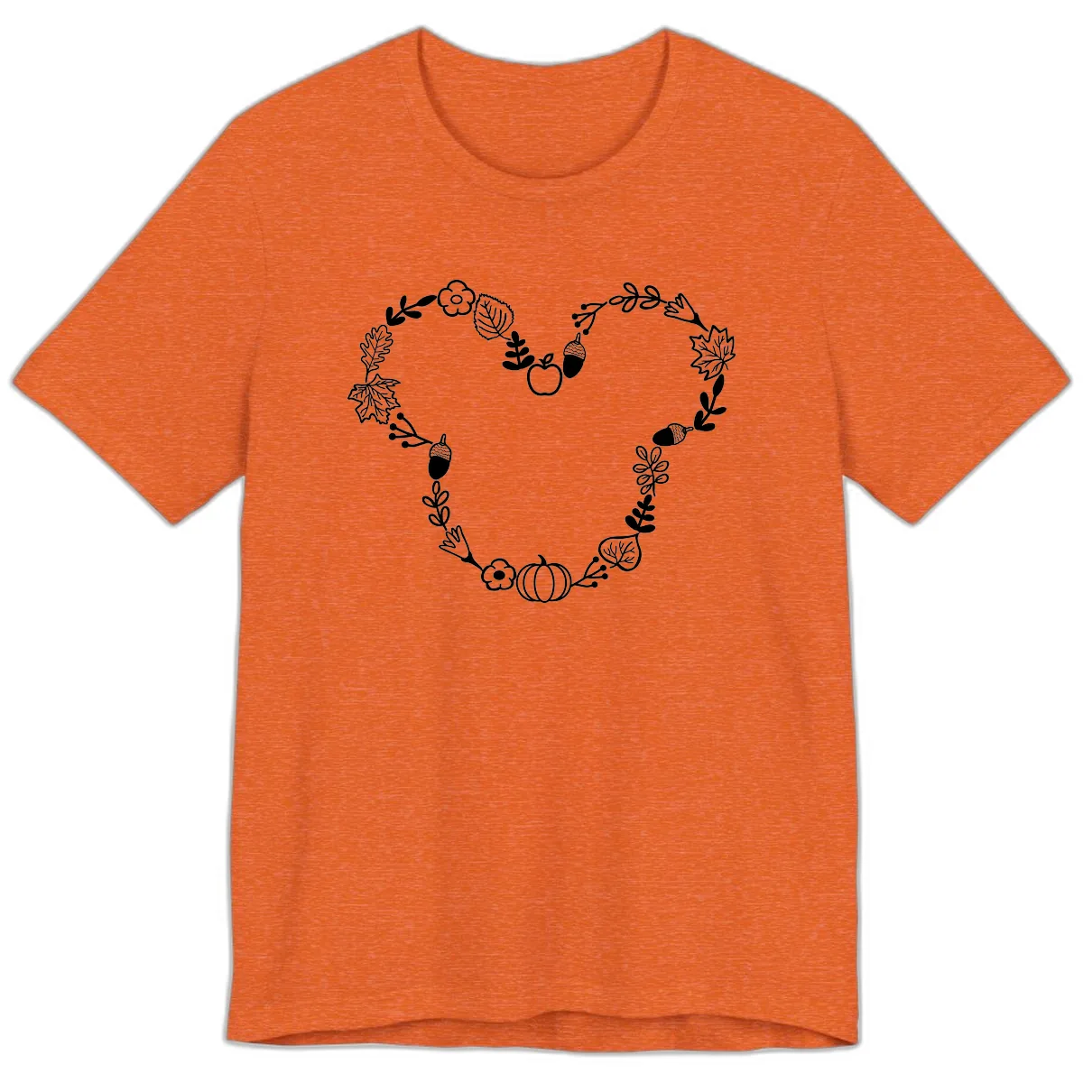 Heart Shaped Autumn Wreath Design Premium T-Shirt in Heather Orange