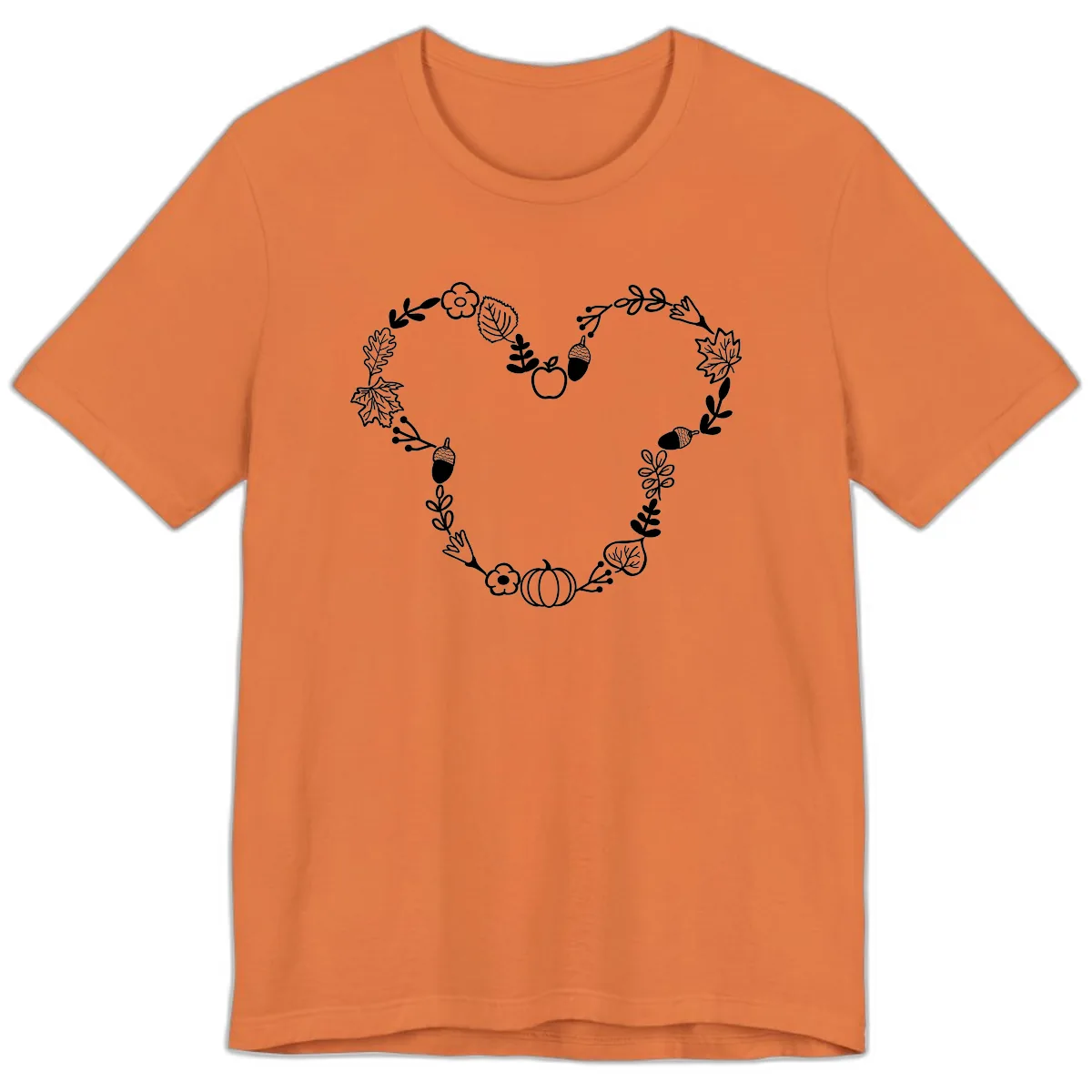 Heart Shaped Autumn Wreath Design Premium T-Shirt in Burnt Orange
