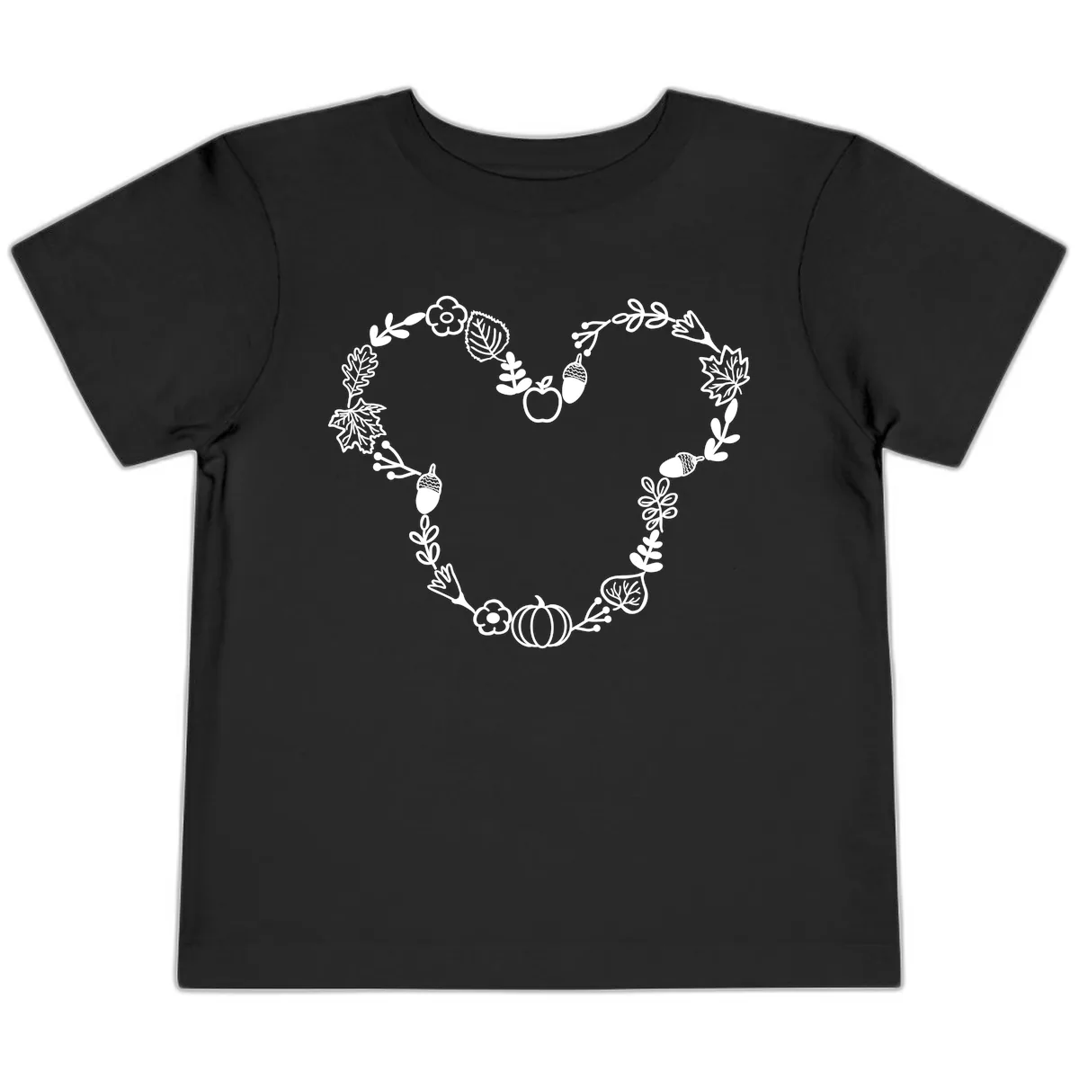 Heart Shaped Autumn Wreath Design Toddler T-Shirt in Black