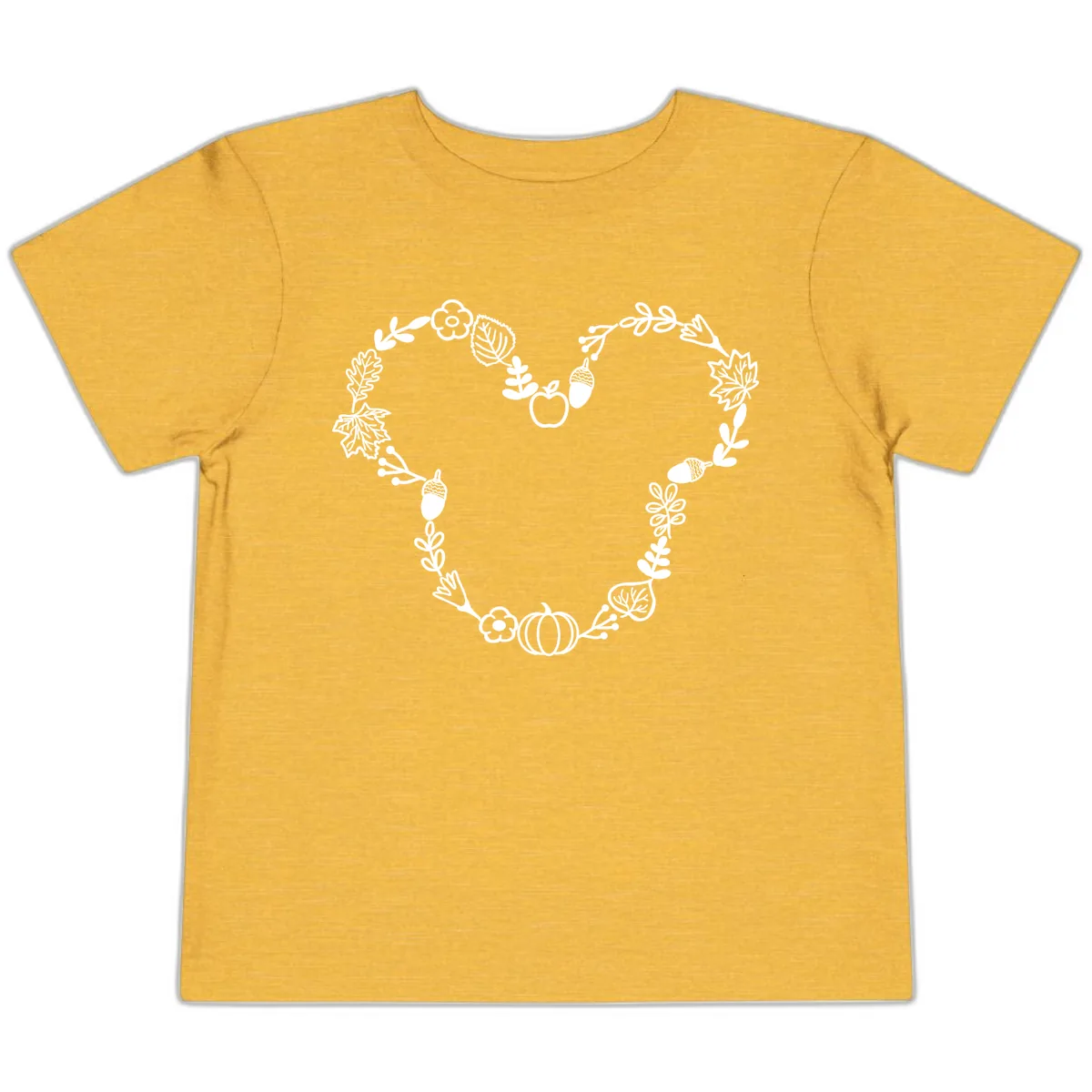 Heart Shaped Autumn Wreath Design Toddler T-Shirt in Heather Yellow Gold