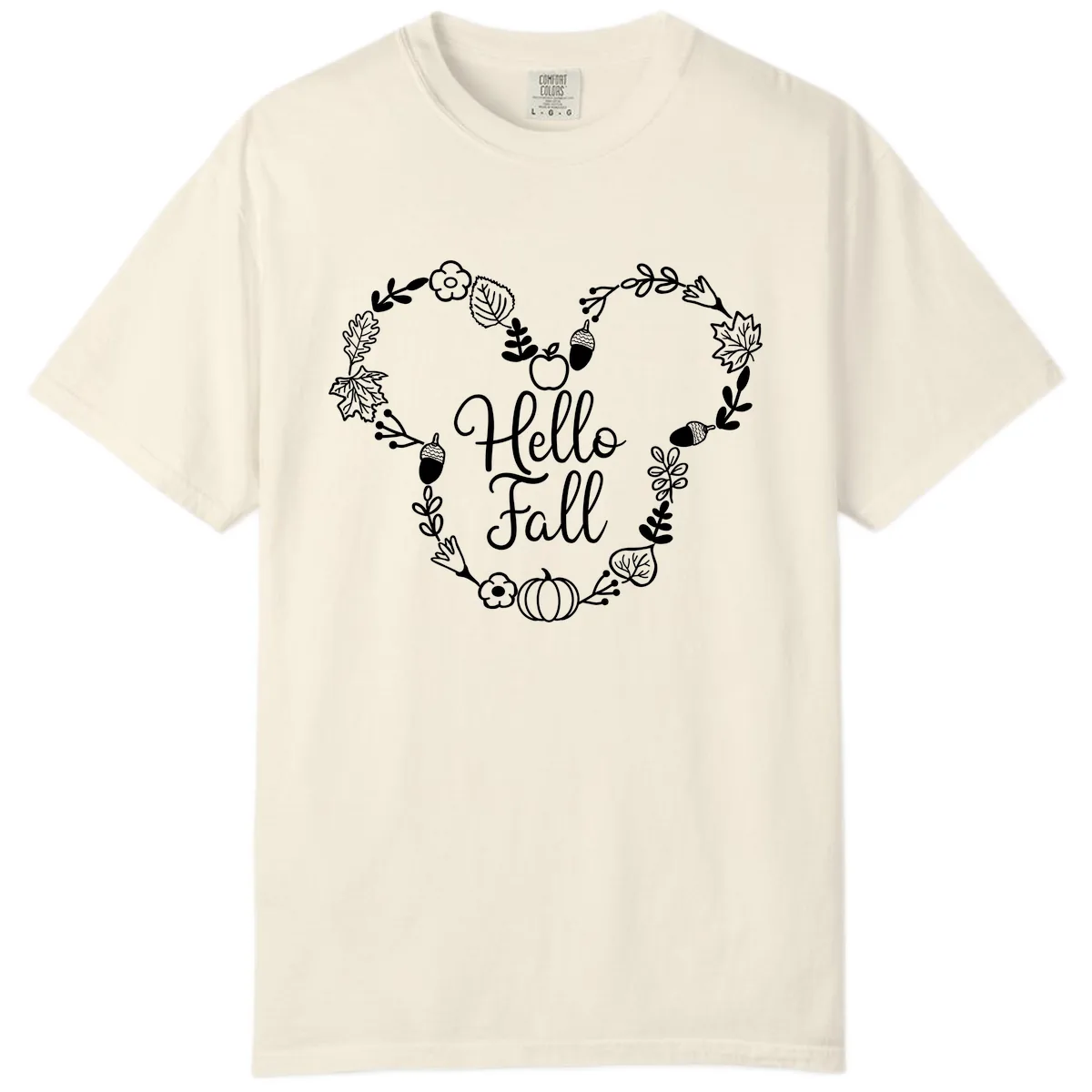 Hello Fall Heart Wreath Design Comfort Color in Ivory