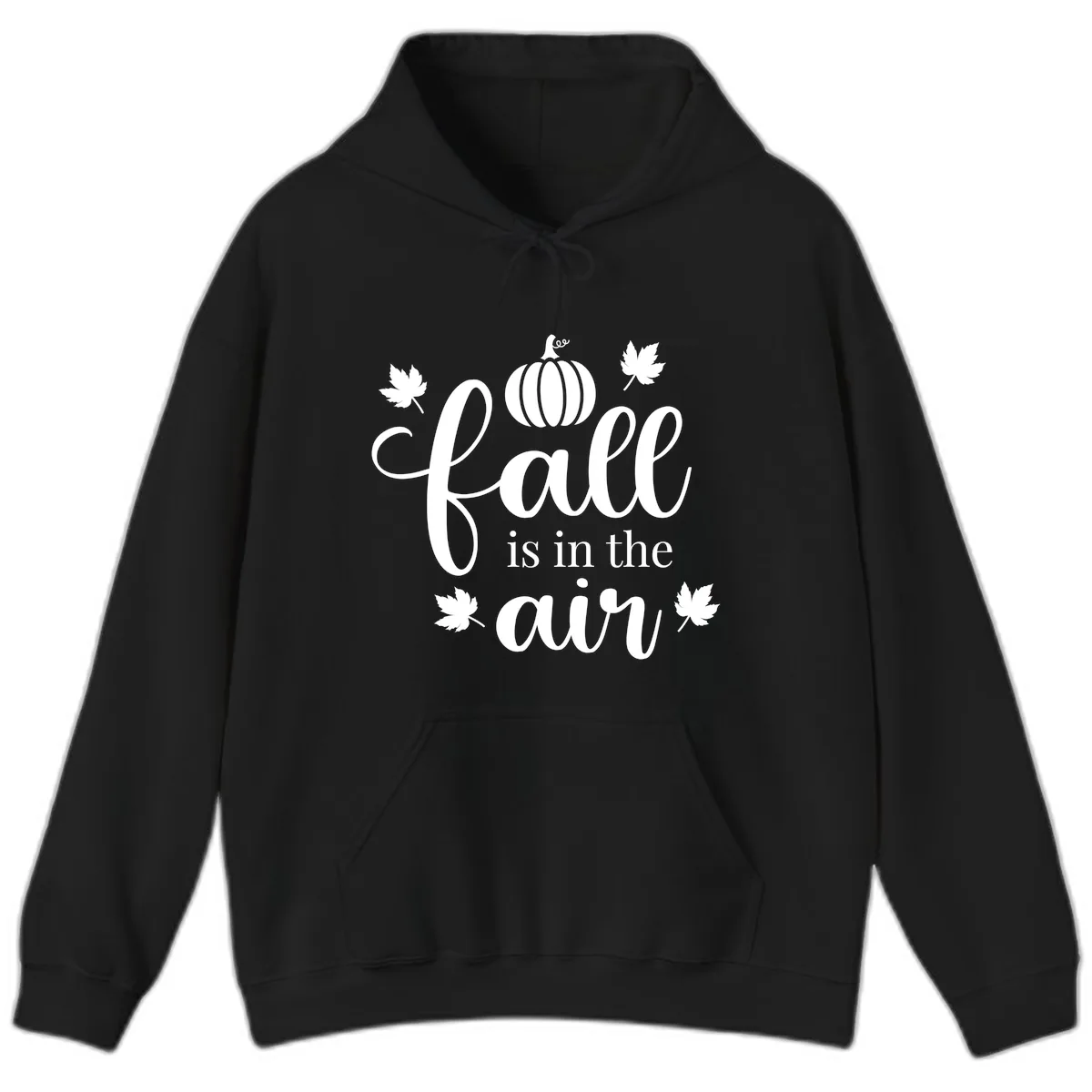 Fall Is In The Air Autumn Phrase Hoodie in Black