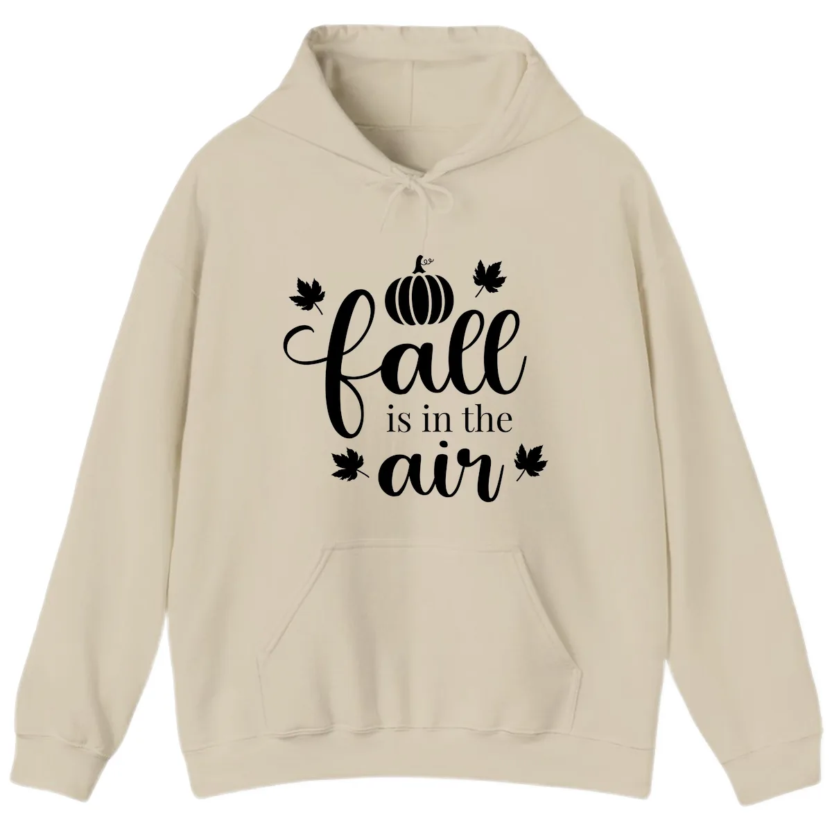 Fall Is In The Air Autumn Phrase Hoodie in Sand