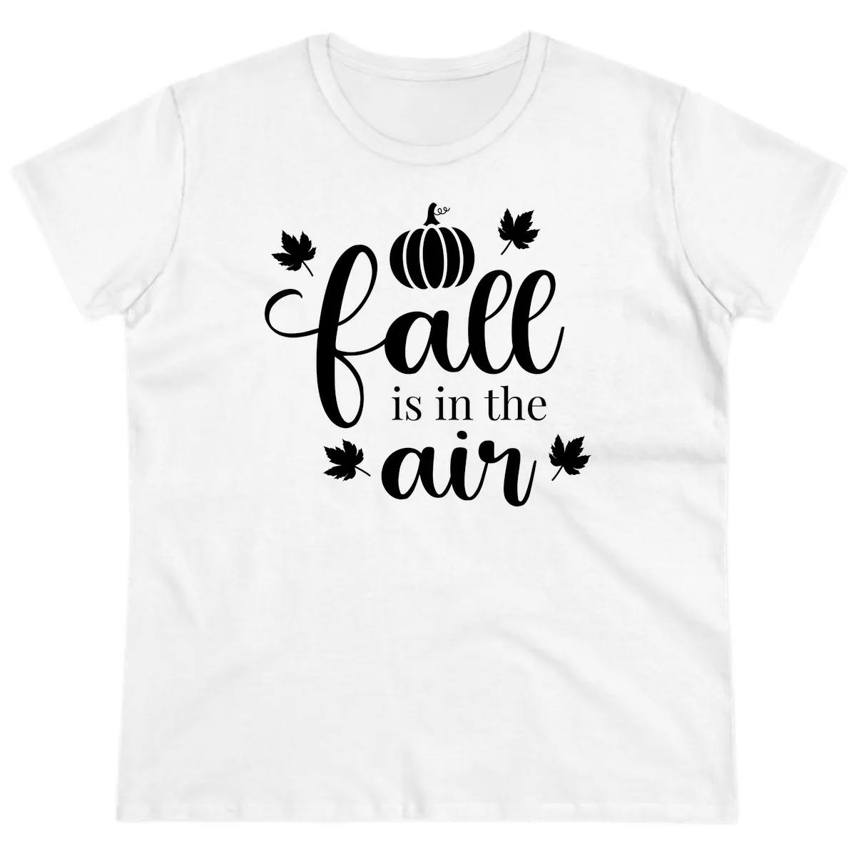 Fall Is In The Air Autumn Phrase Ladies Tee in White