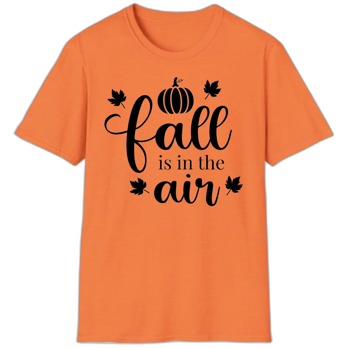 Fall Is In The Air Autumn Phrase T-Shirt in Heather Orange