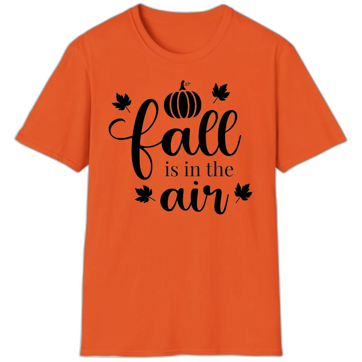 Fall Is In The Air Autumn Phrase T-Shirt in Orange