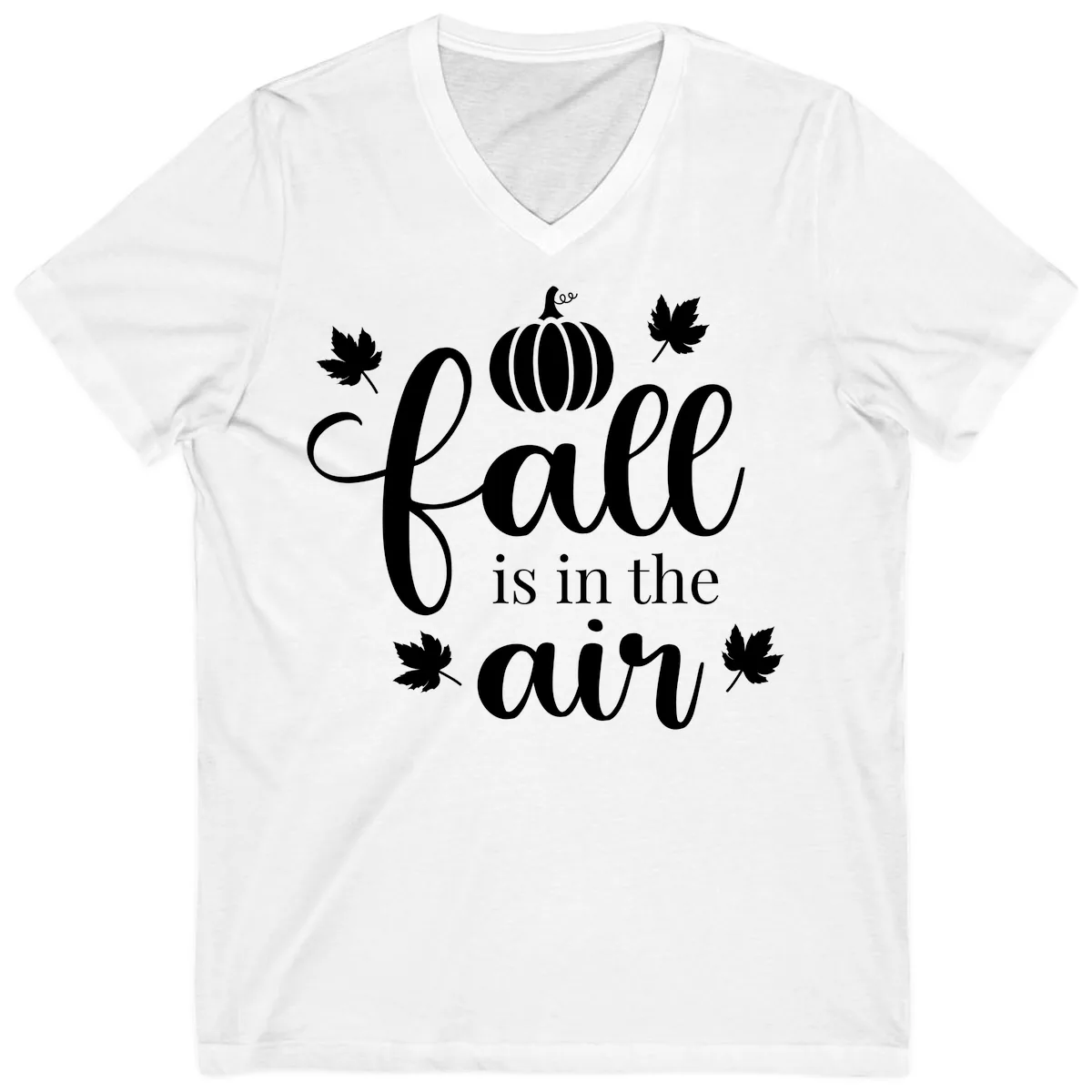 Fall Is In The Air Autumn Phrase V-Neck in White
