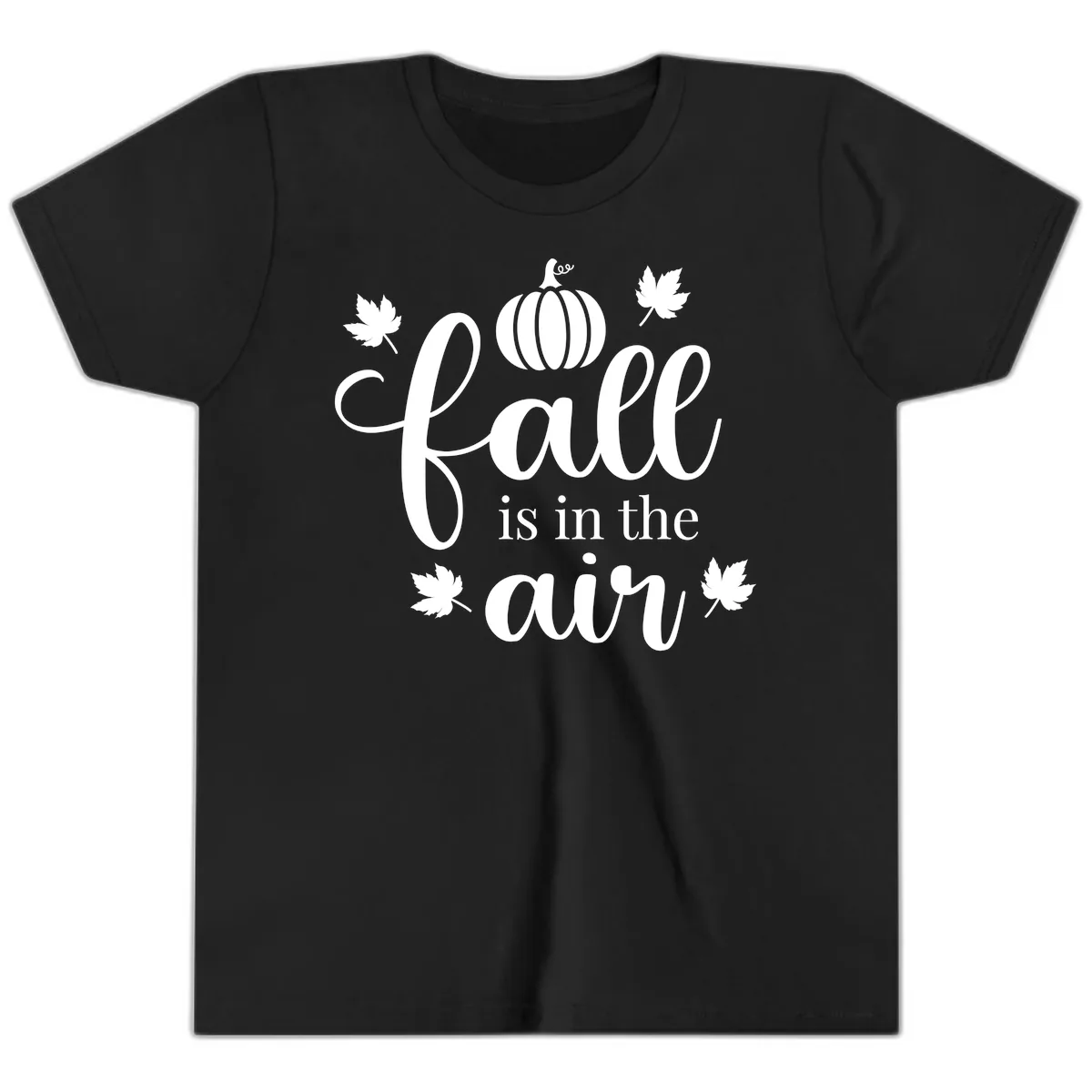 Fall Is In The Air Autumn Phrase Youth T-Shirt in Black