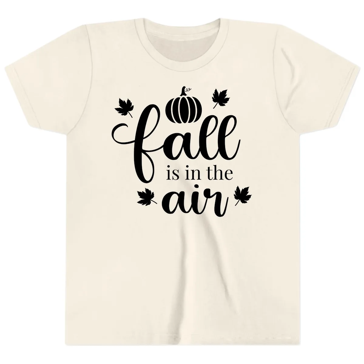 Fall Is In The Air Autumn Phrase Youth T-Shirt in Natural