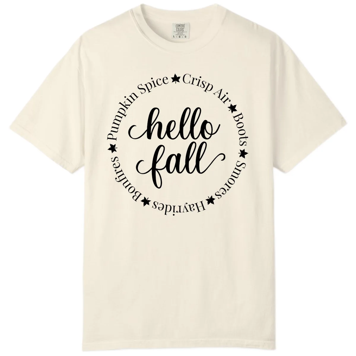 Hello Fall Autumn Circle Design Comfort Color in Ivory