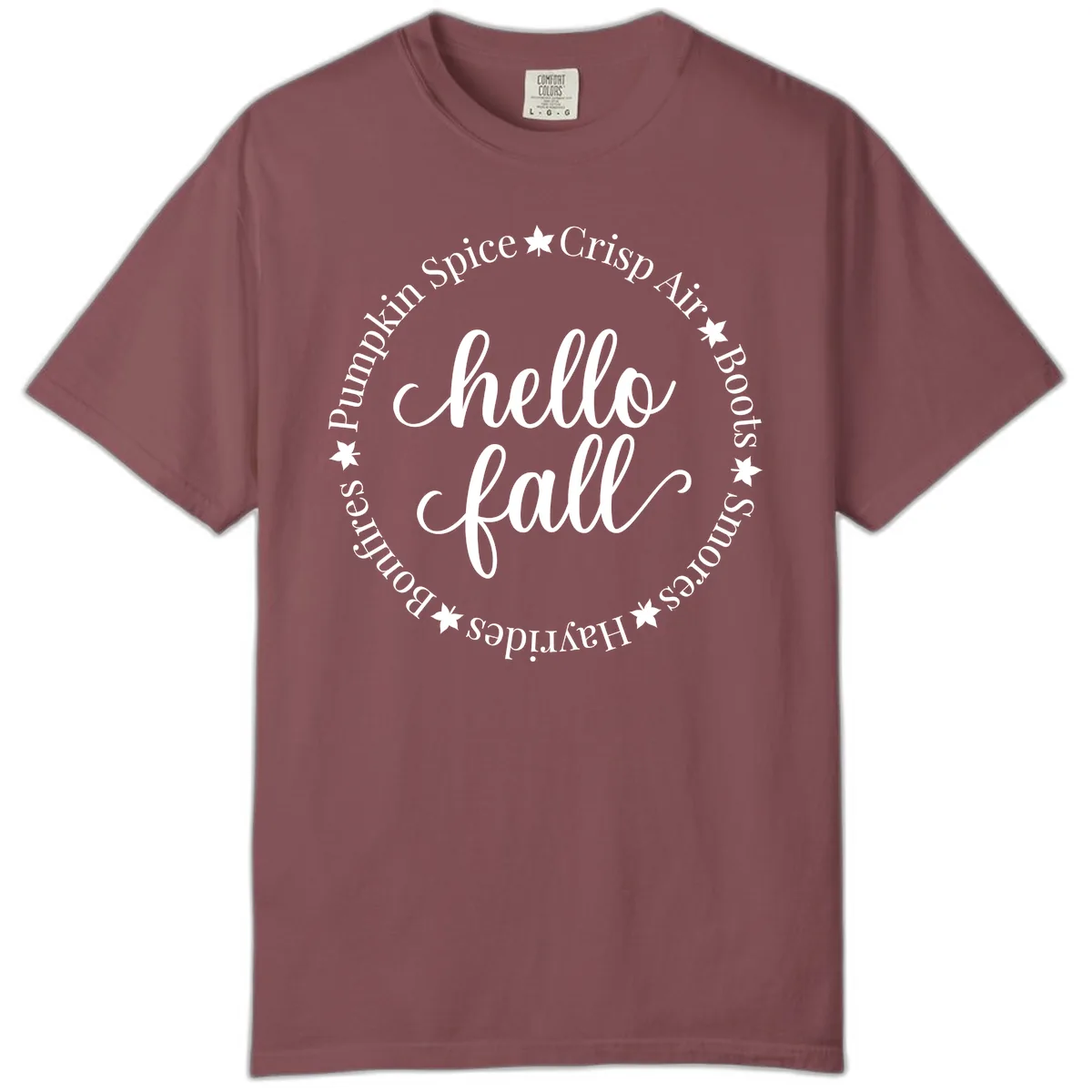 Hello Fall Autumn Circle Design Comfort Color in Brick