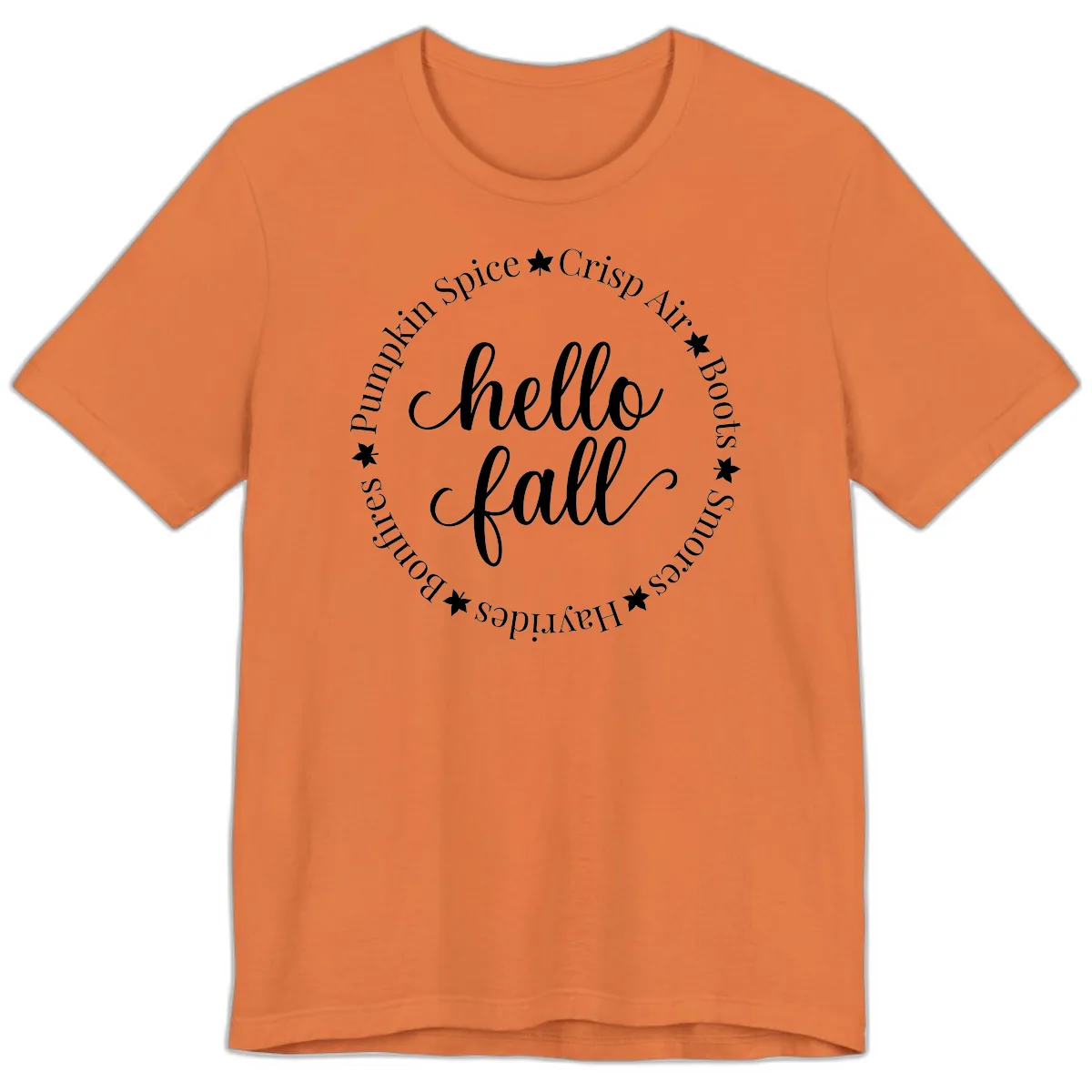 Hello Fall Autumn Circle Design Premium T-Shirt in Burnt Orange