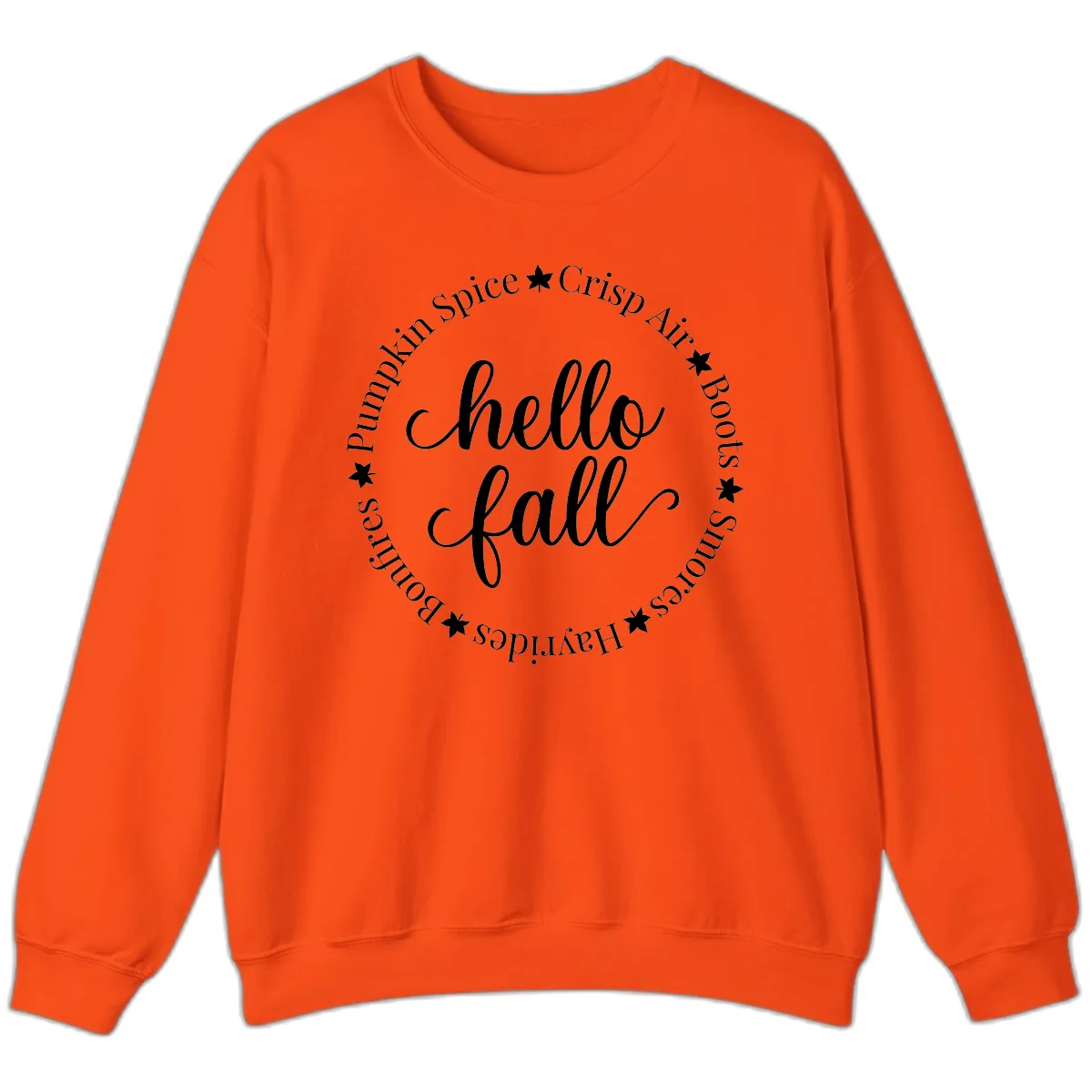 Hello Fall Autumn Circle Design Sweatshirt in Orange
