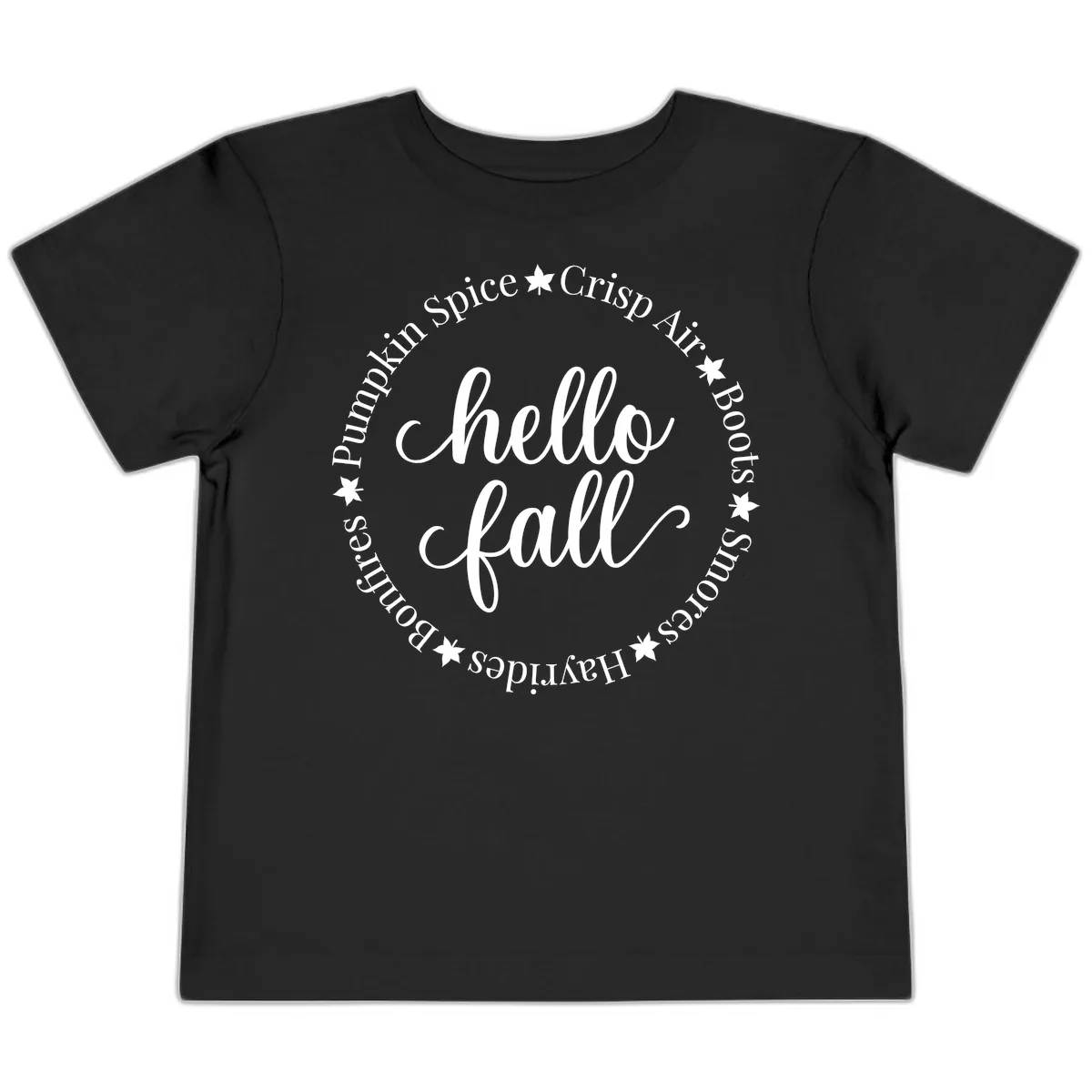 Hello Fall Autumn Circle Design Toddler T-Shirt in Black