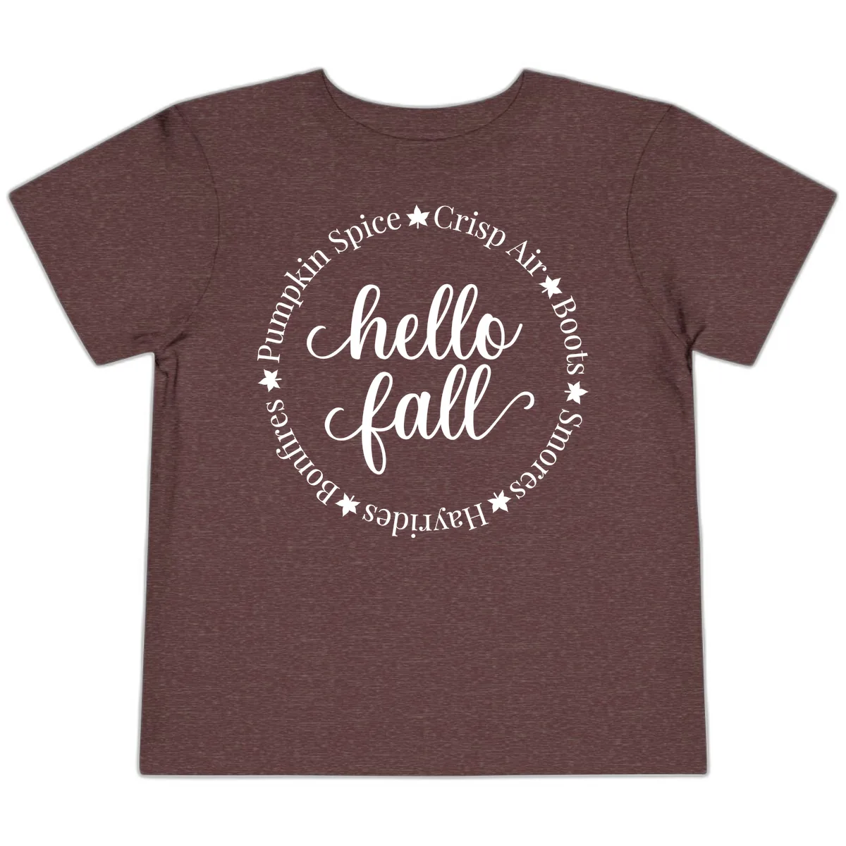 Hello Fall Autumn Circle Design Toddler T-Shirt in Heather Maroon