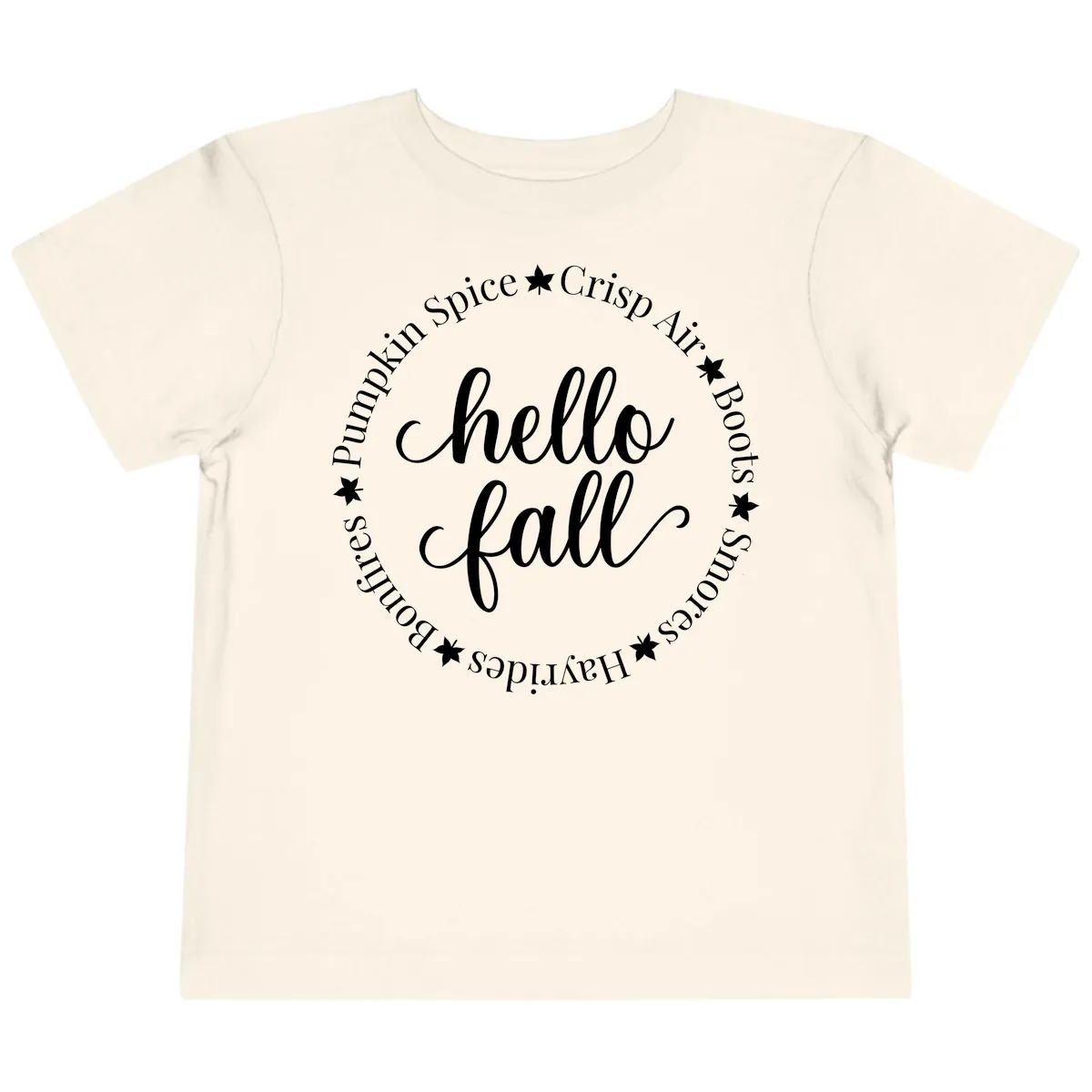 Hello Fall Autumn Circle Design Toddler T-Shirt in Natural