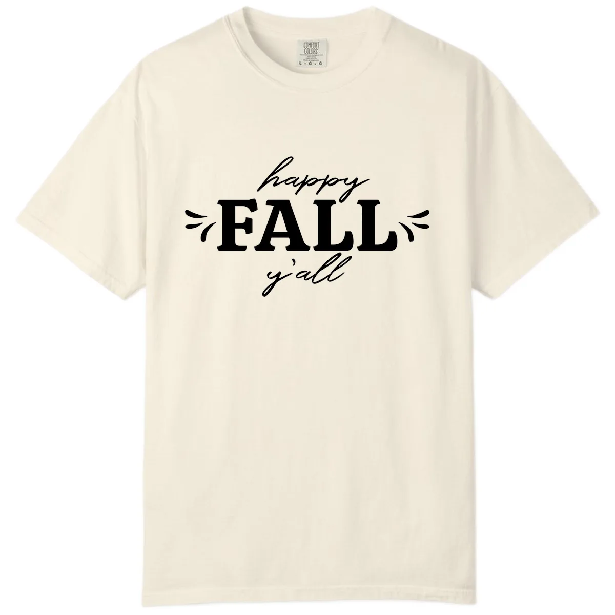 Happy Fall Y'all Typography Comfort Color in Ivory