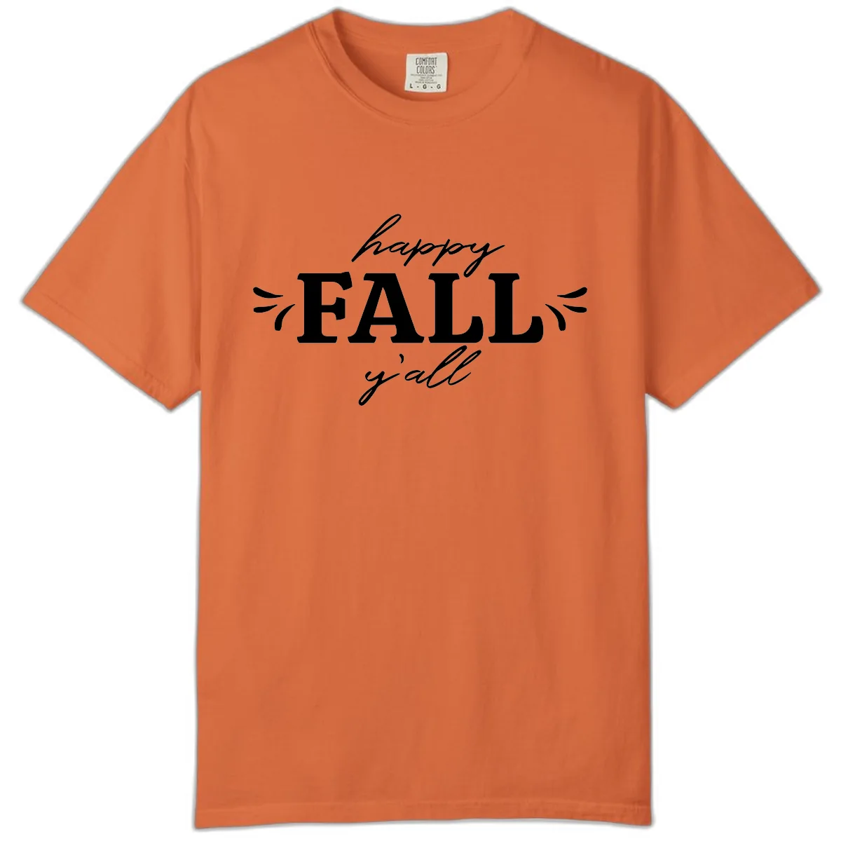 Happy Fall Y'all Typography Comfort Color in Burnt Orange