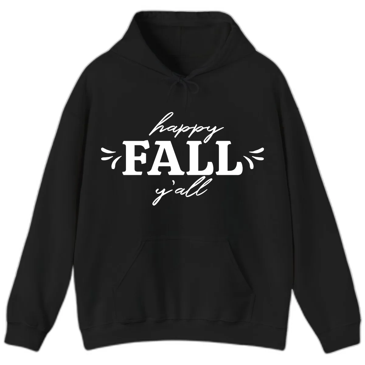 Happy Fall Y'all Typography Hoodie in Black
