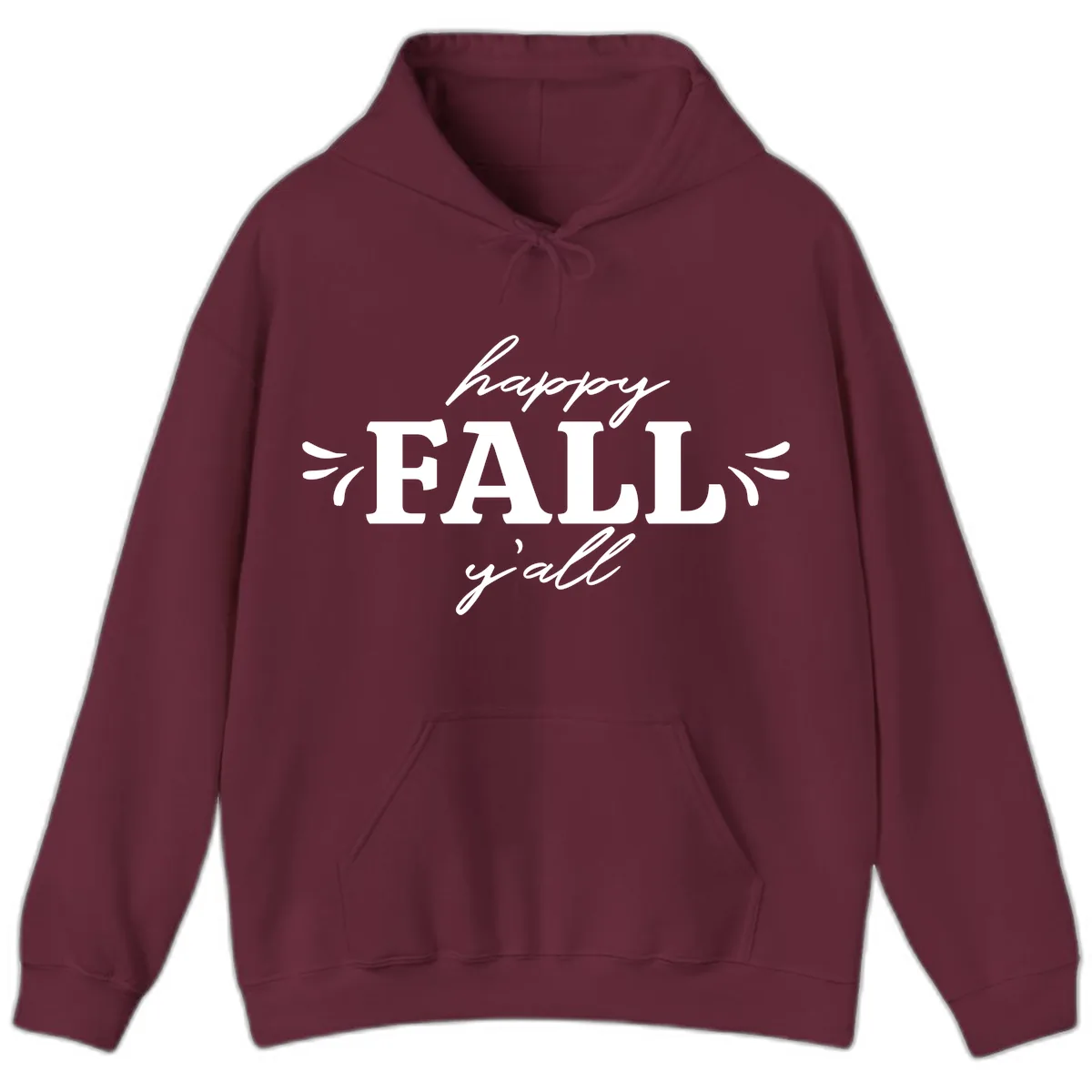 Happy Fall Y'all Typography Hoodie in Maroon