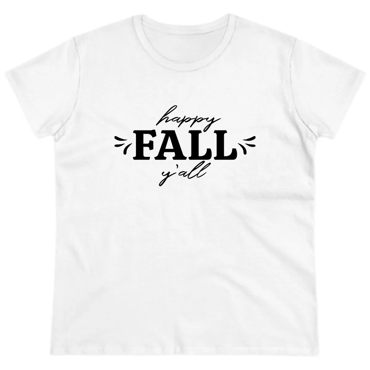 Happy Fall Y'all Typography Ladies Tee in White