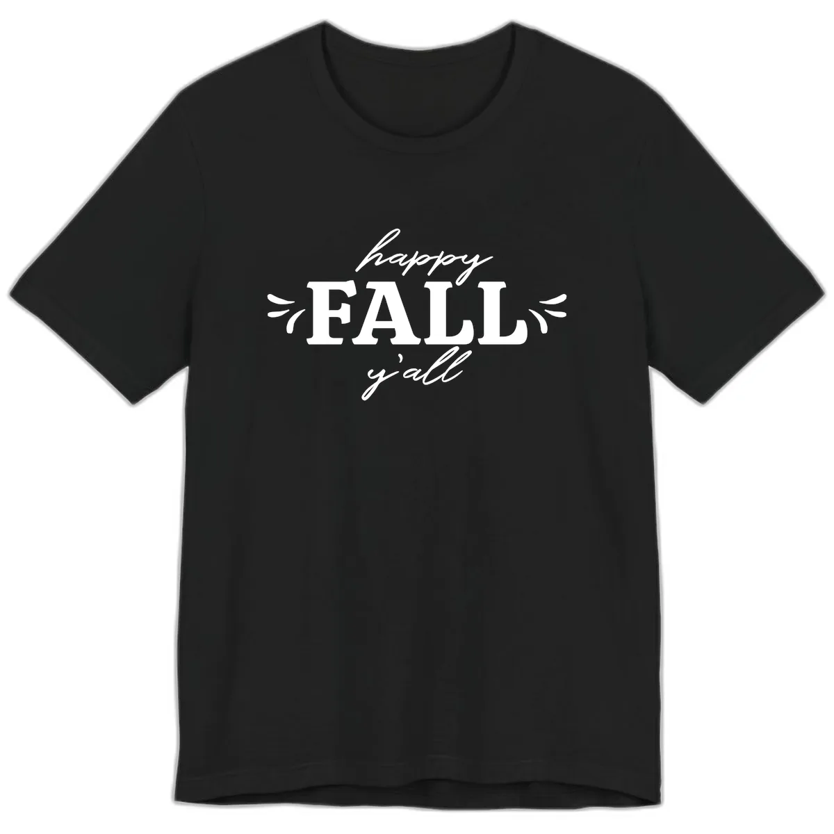 Happy Fall Y'all Typography Premium T-Shirt in Black