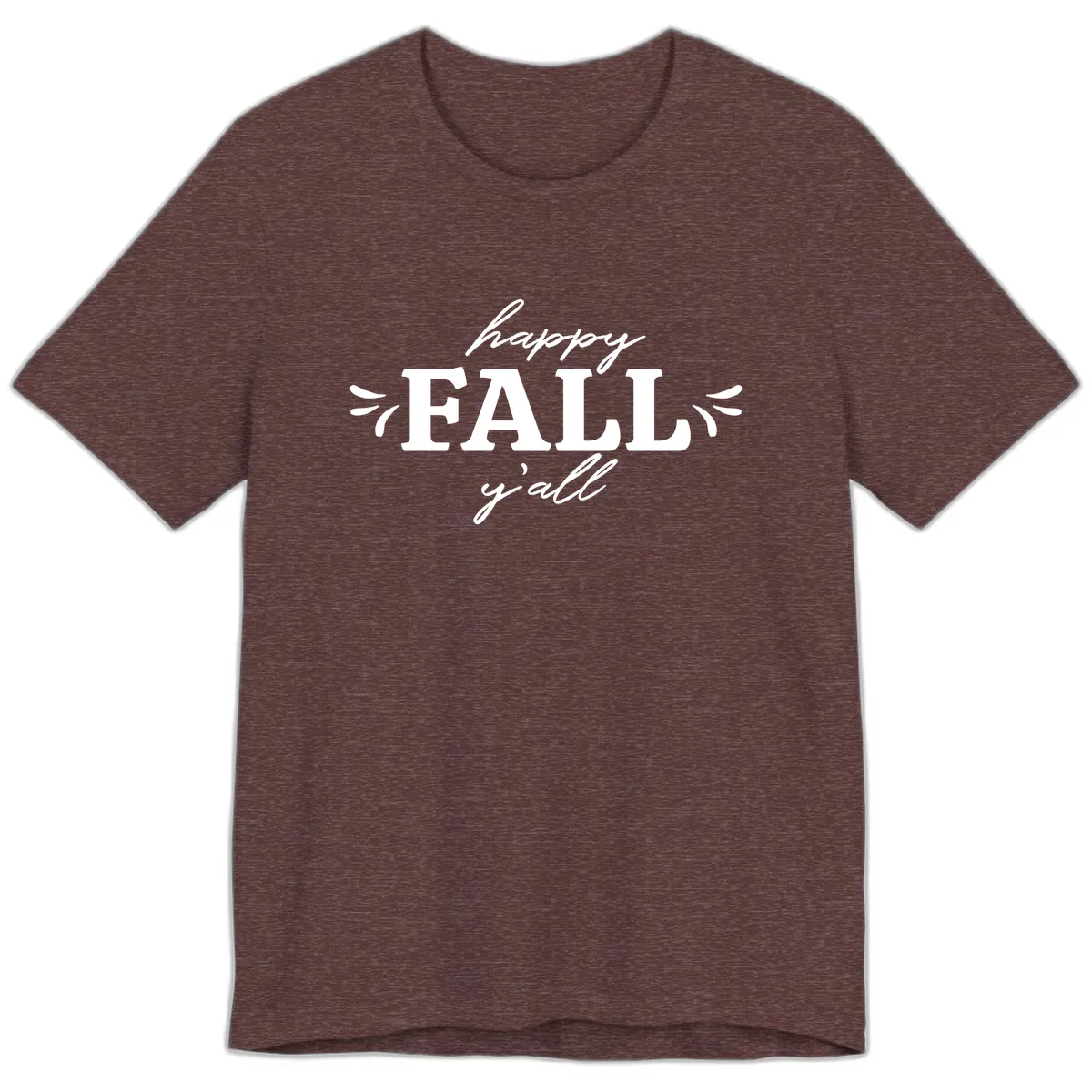 Happy Fall Y'all Typography Premium T-Shirt in Heather Maroon