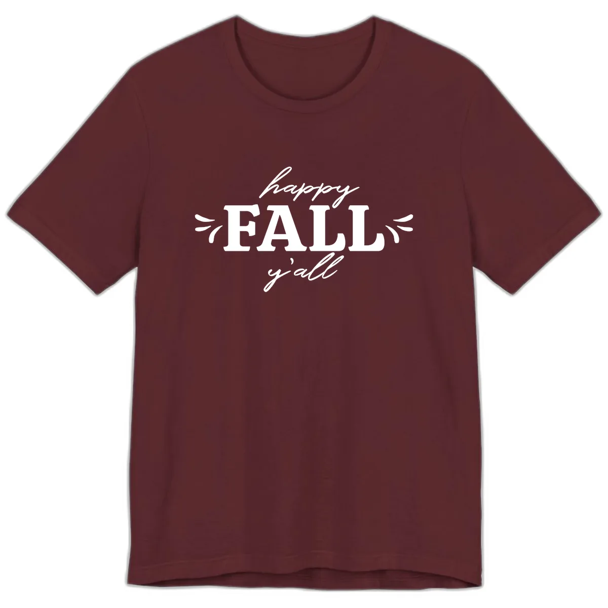 Happy Fall Y'all Typography Premium T-Shirt in Maroon