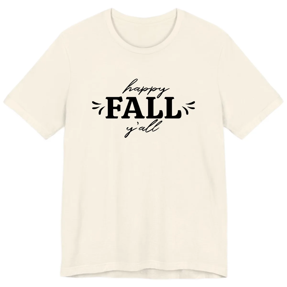Happy Fall Y'all Typography Premium T-Shirt in Natural
