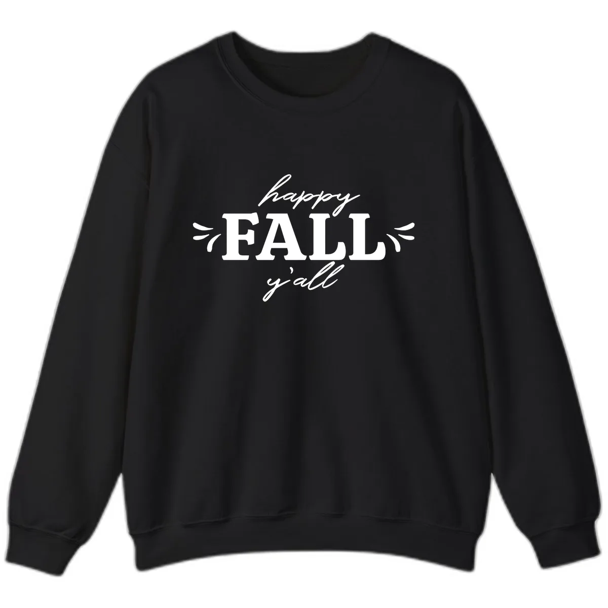Happy Fall Y'all Typography Sweatshirt in Black