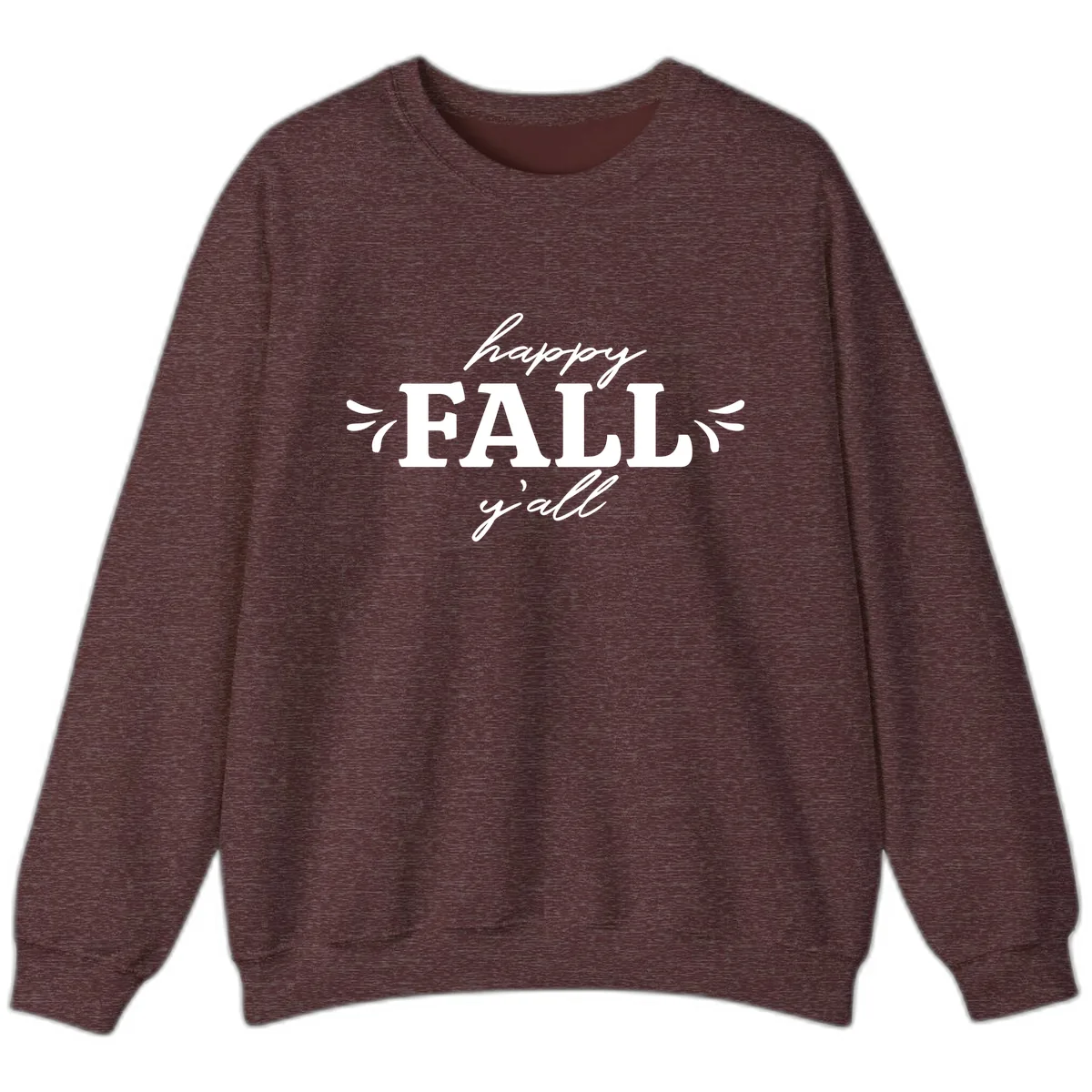 Happy Fall Y'all Typography Sweatshirt in Heather Sport Dark Maroon
