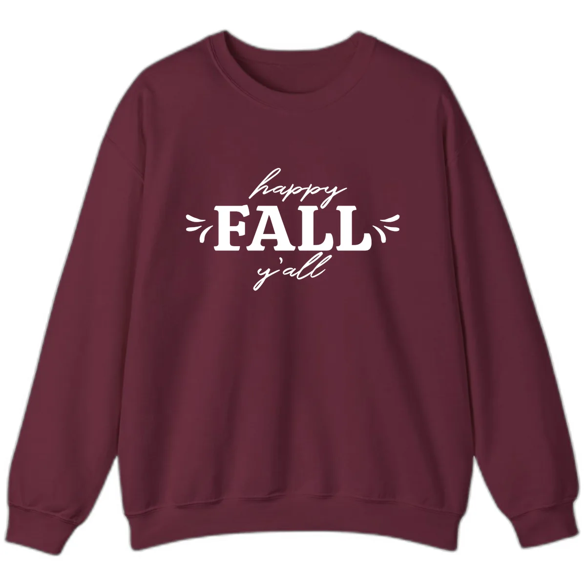 Happy Fall Y'all Typography Sweatshirt in Maroon